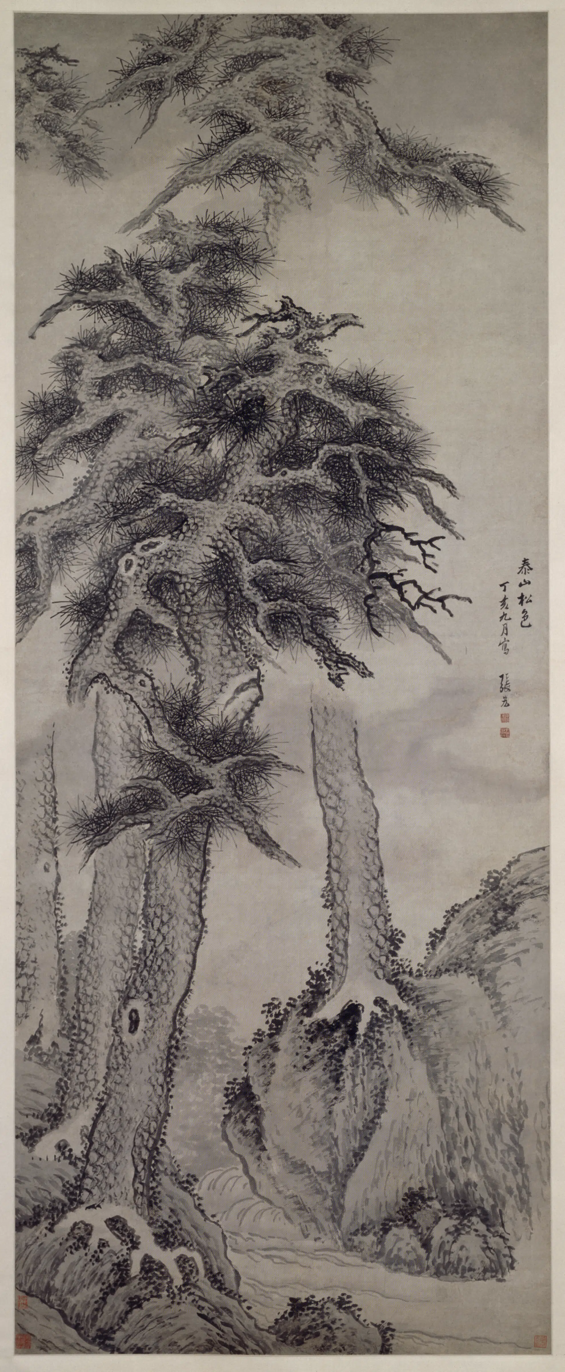 明朝【张宏】《泰山松色轴》