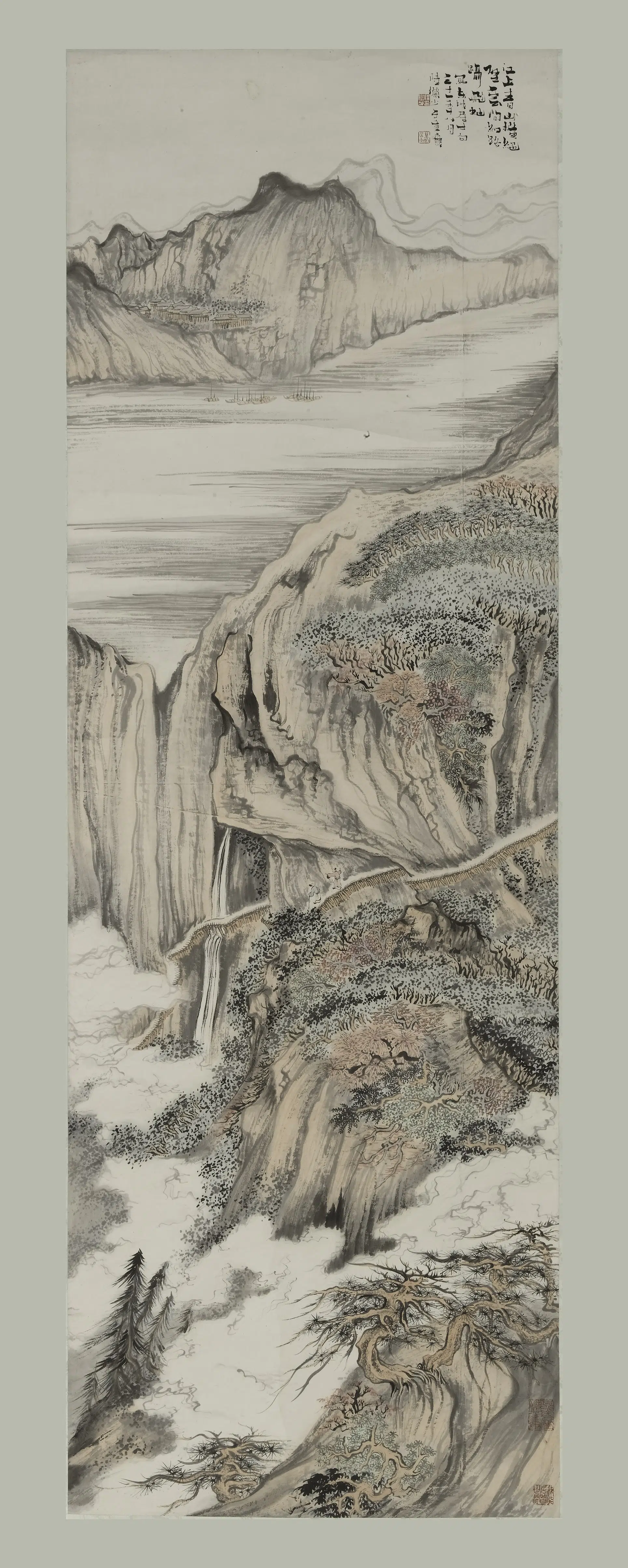 近现代【陆俨少】《江上青山图轴》