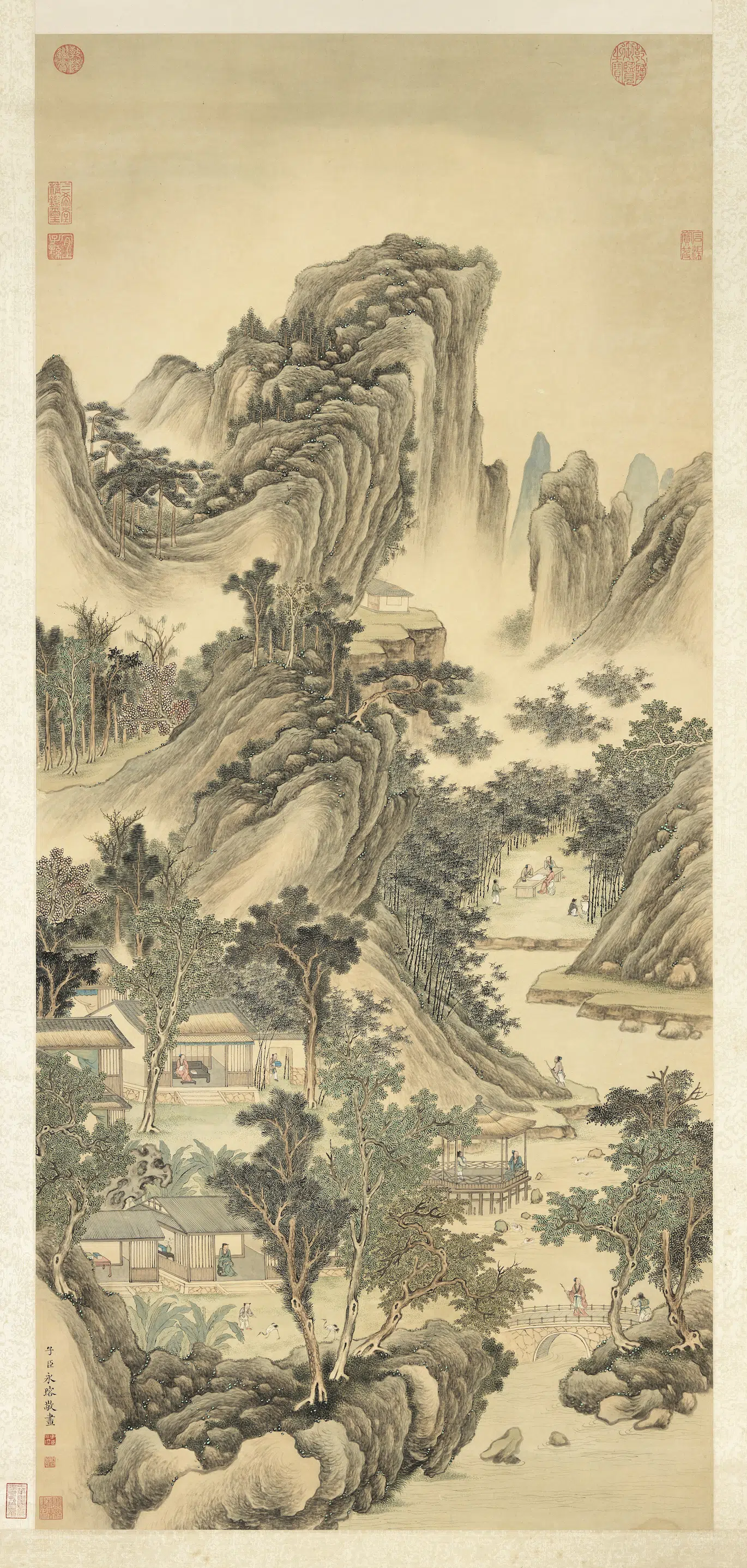清代【爱新觉罗·永瑢】《竹溪销夏图轴》