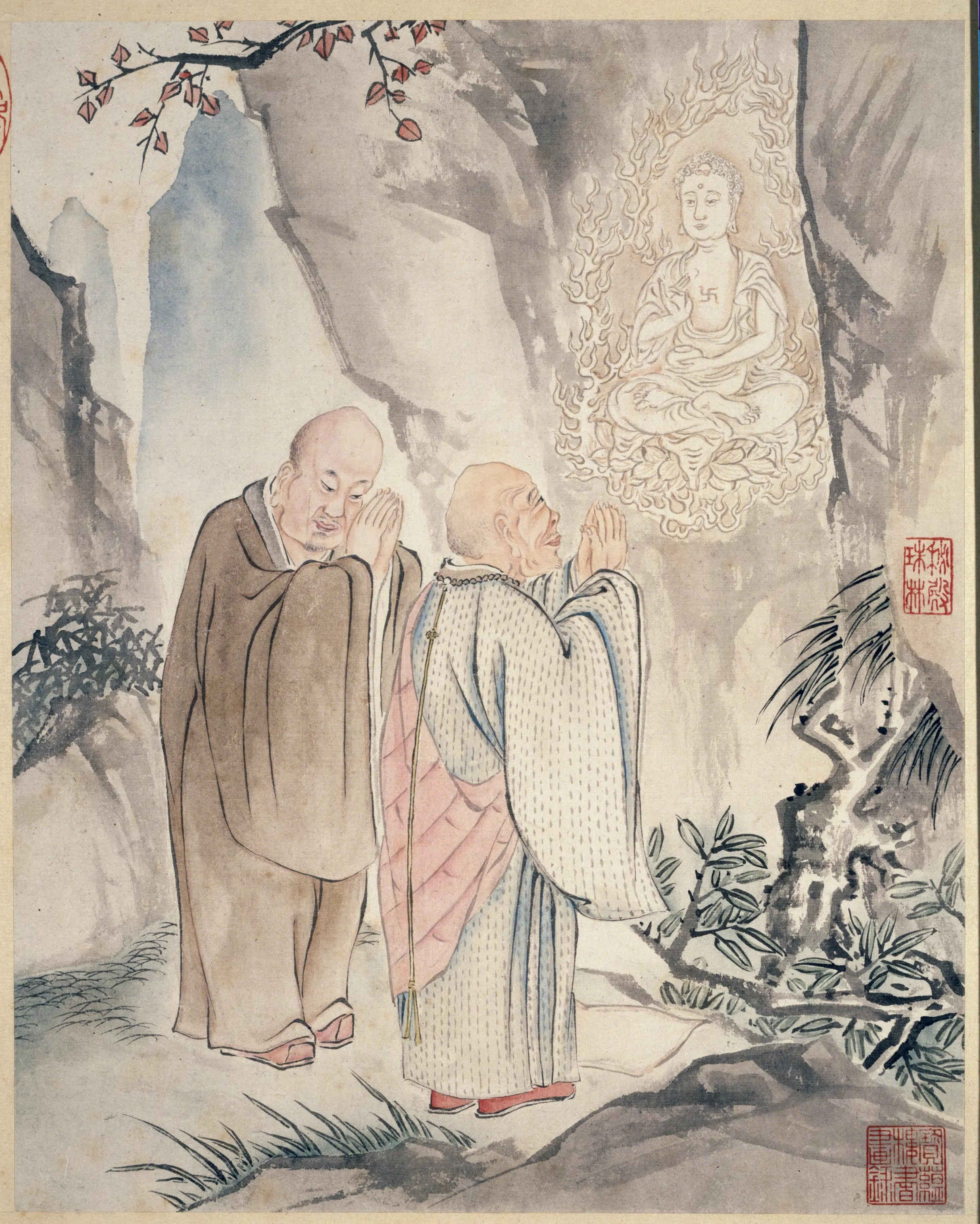 清代【贾全】《十六罗汉册（8开）》 第3张