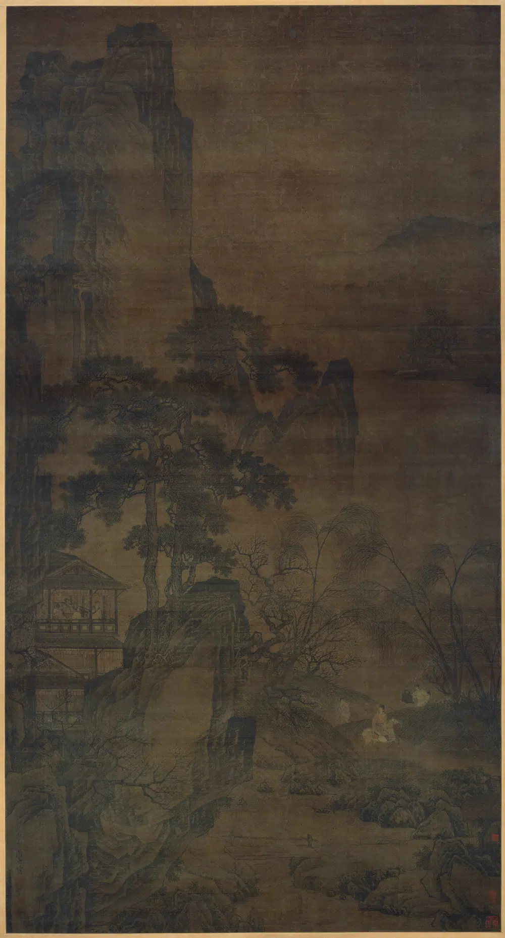 明朝【周臣】《春山游踪图轴》