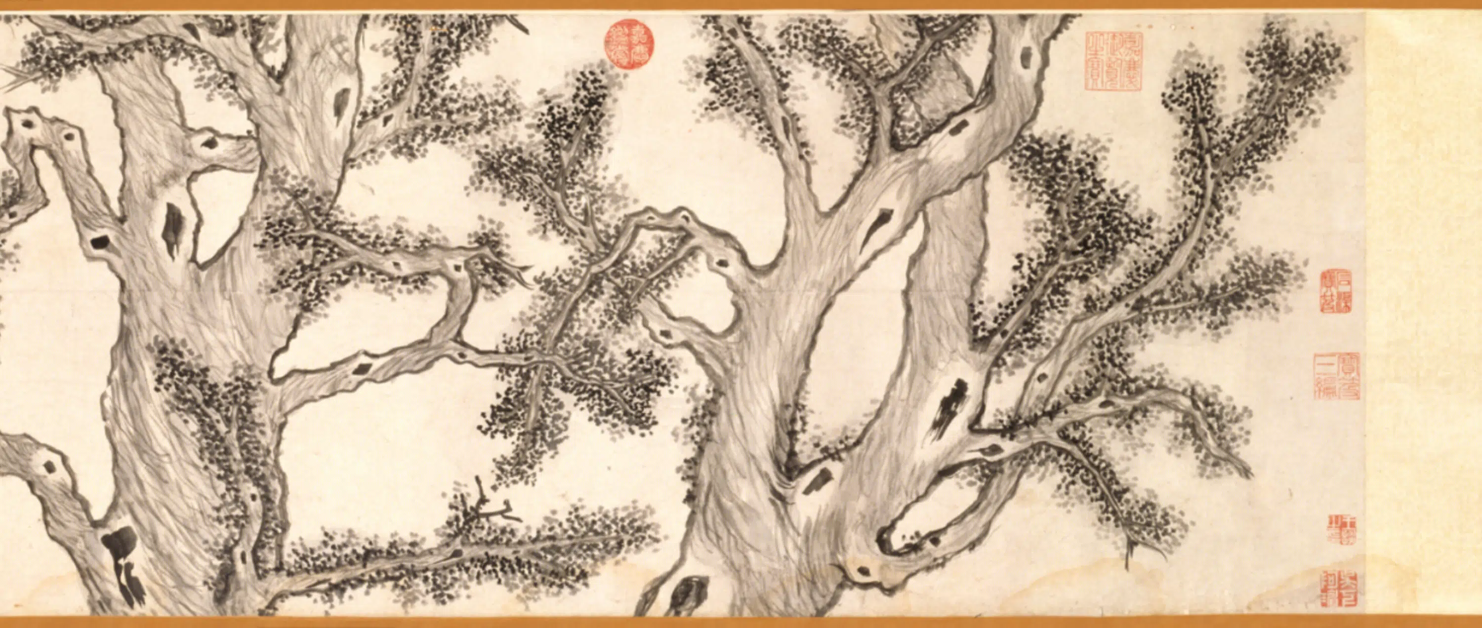 明朝【朱之蕃】《马电金陵双桧图卷》 第7张