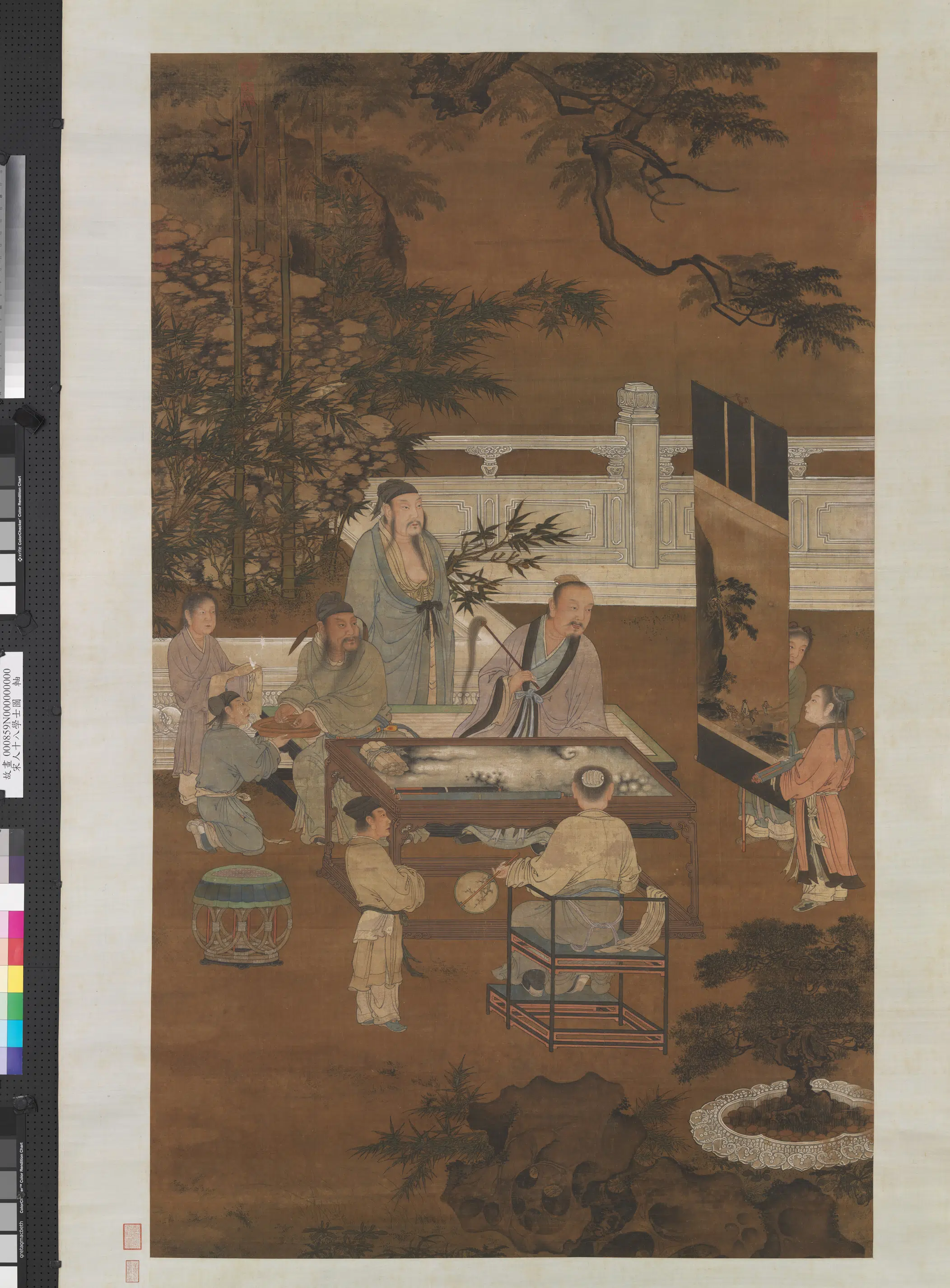 宋代《宋人十八学士图轴-4》