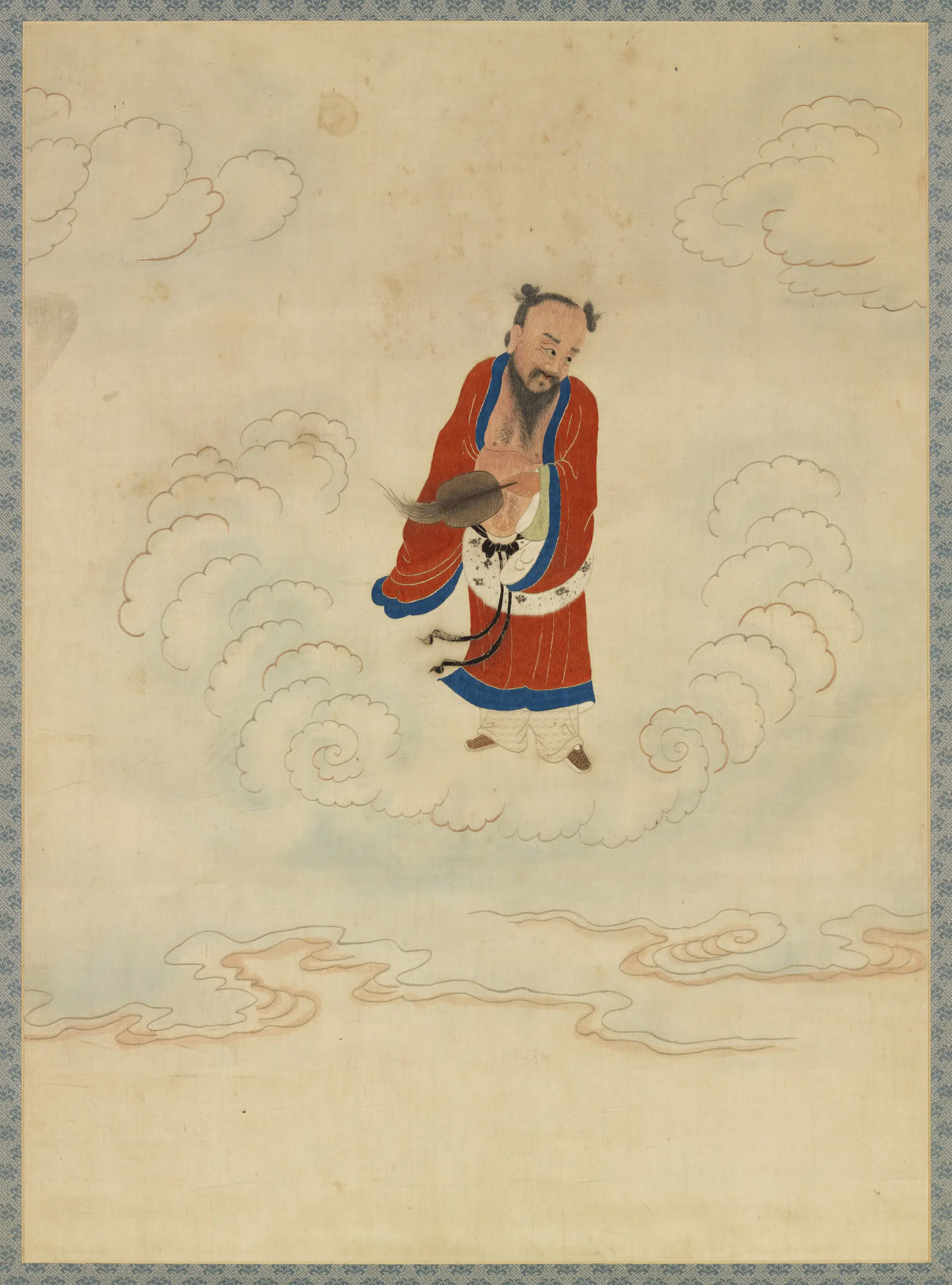 明朝《明顾绣八仙庆寿挂屏（十）汉钟离图轴》