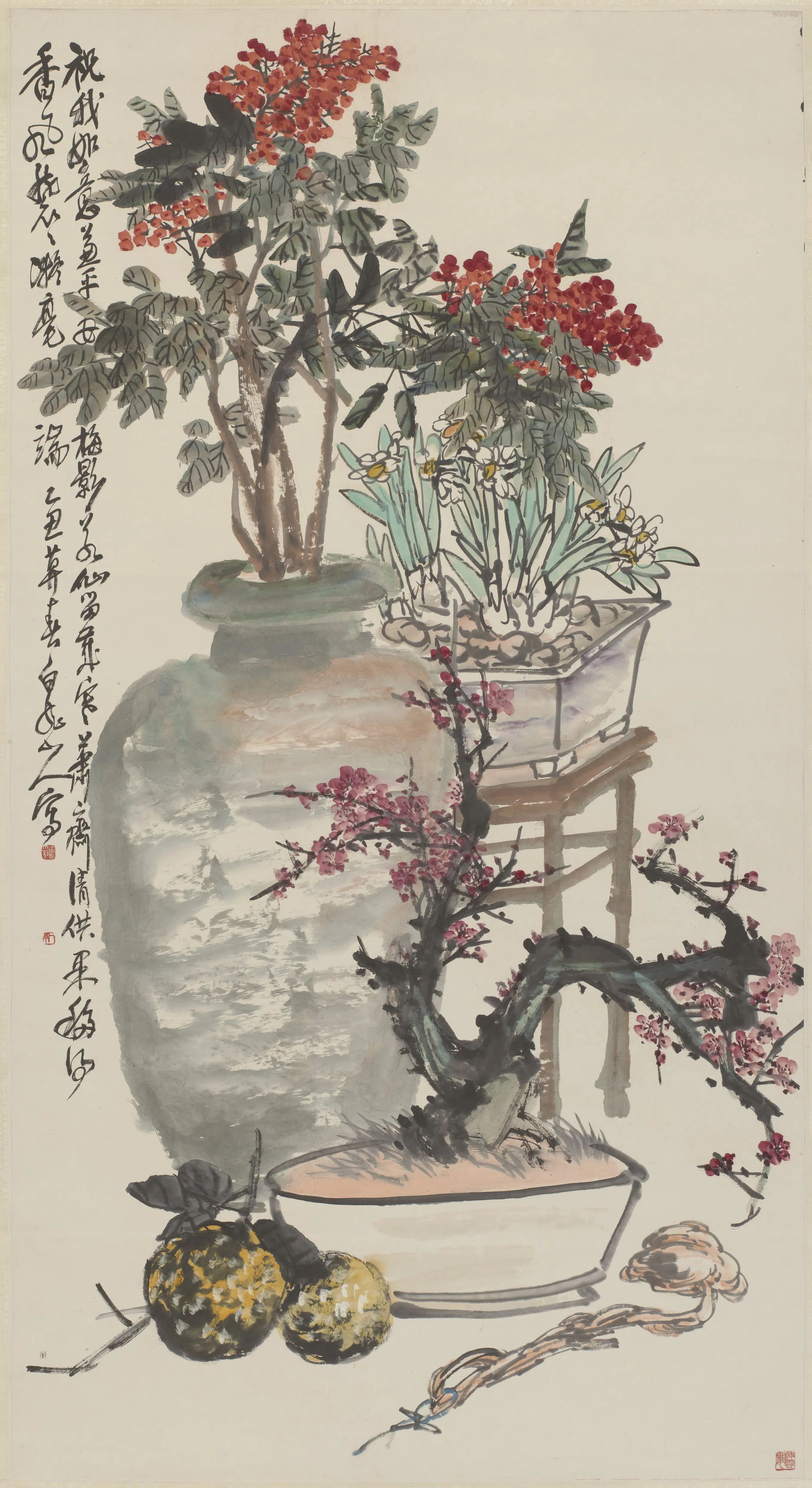 近现代【王震】《岁朝图轴》 第1张 近现代【王震】《岁朝图轴》 第1张