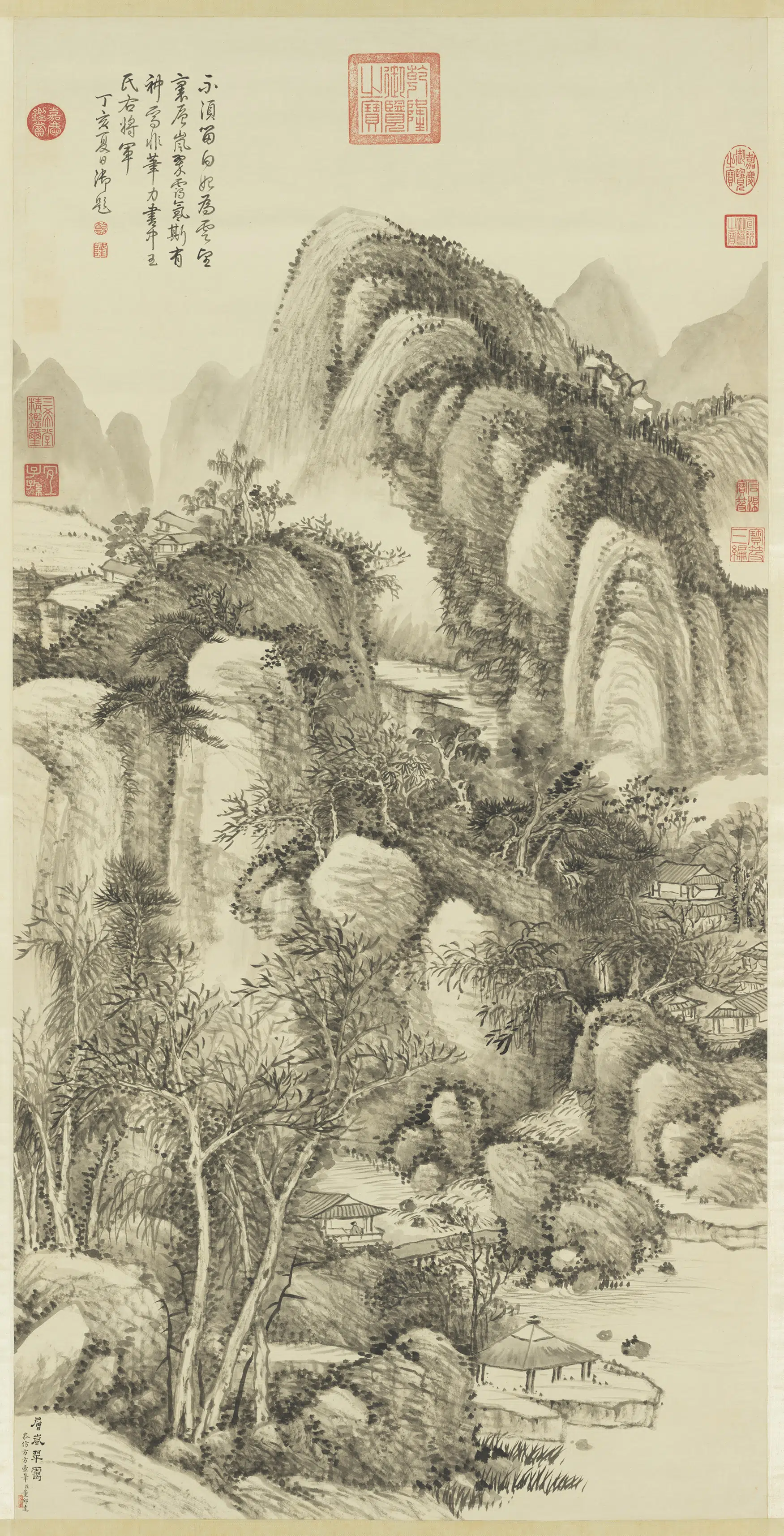 清代【董邦达】《层岚翠霭图轴》 第1张