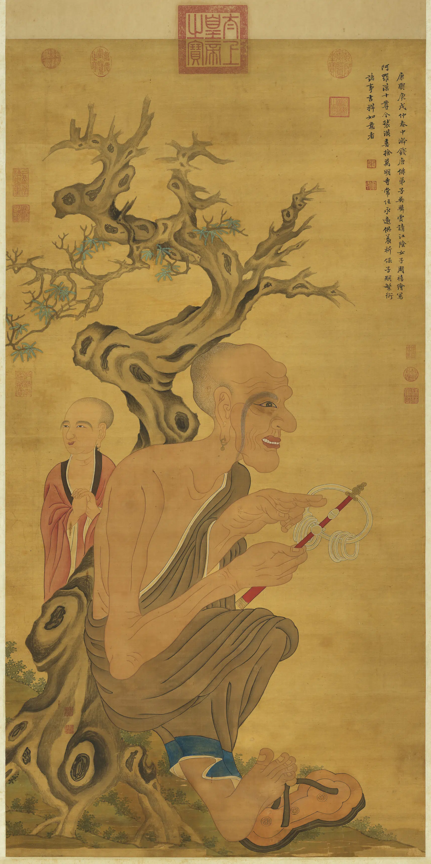 清代【周禧】《画罗汉（己）图轴》