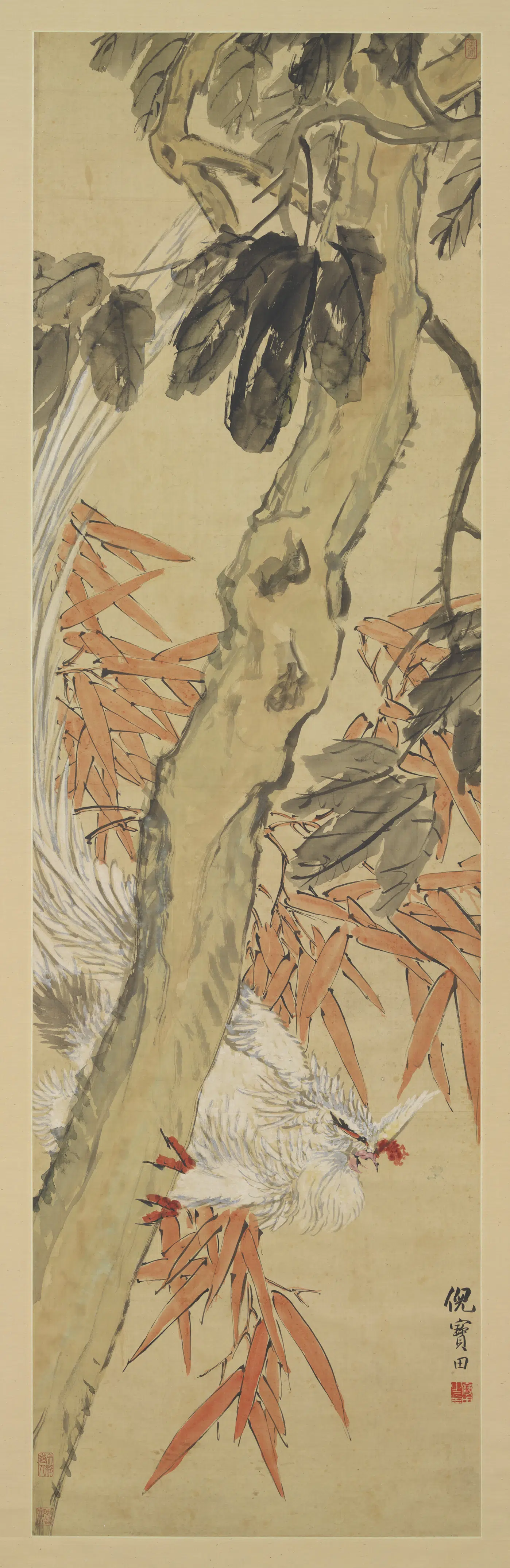 清代【倪田】《花鸟图轴》