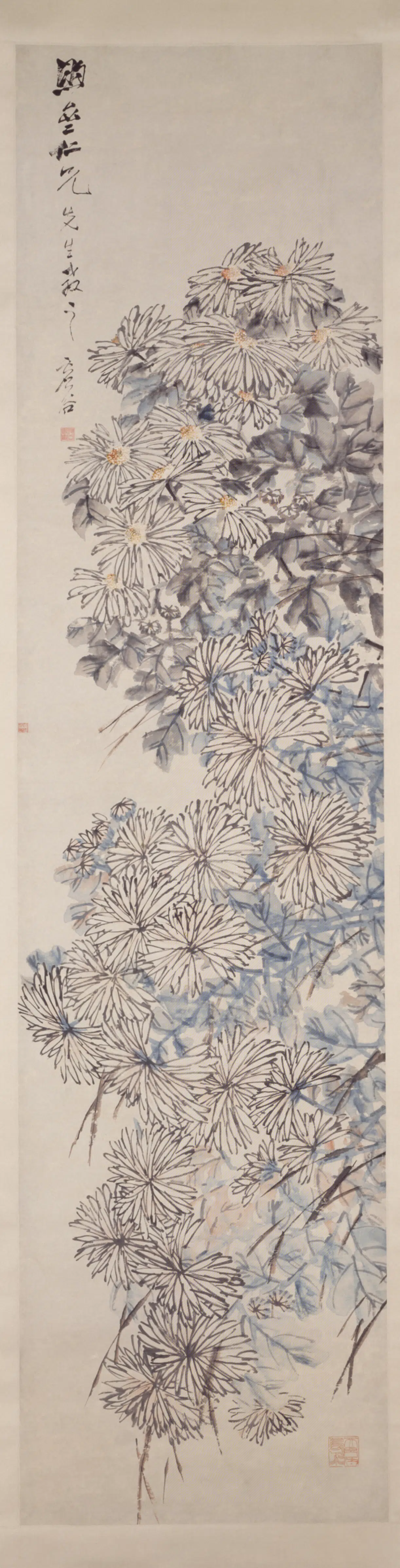 清代【虚谷】《菊花轴》