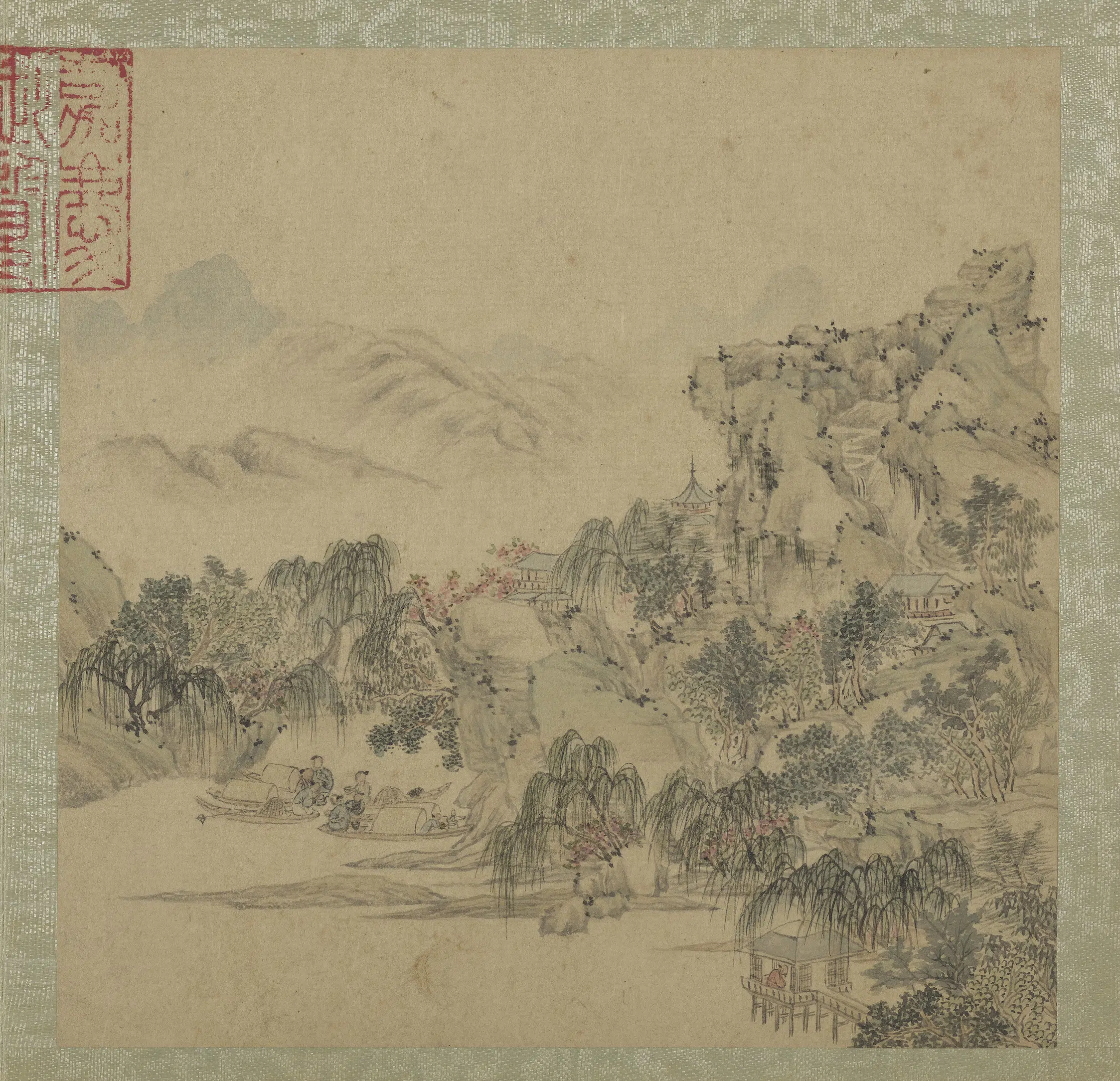 清代【王翚】《拟古山水画册-渔艇闲话》