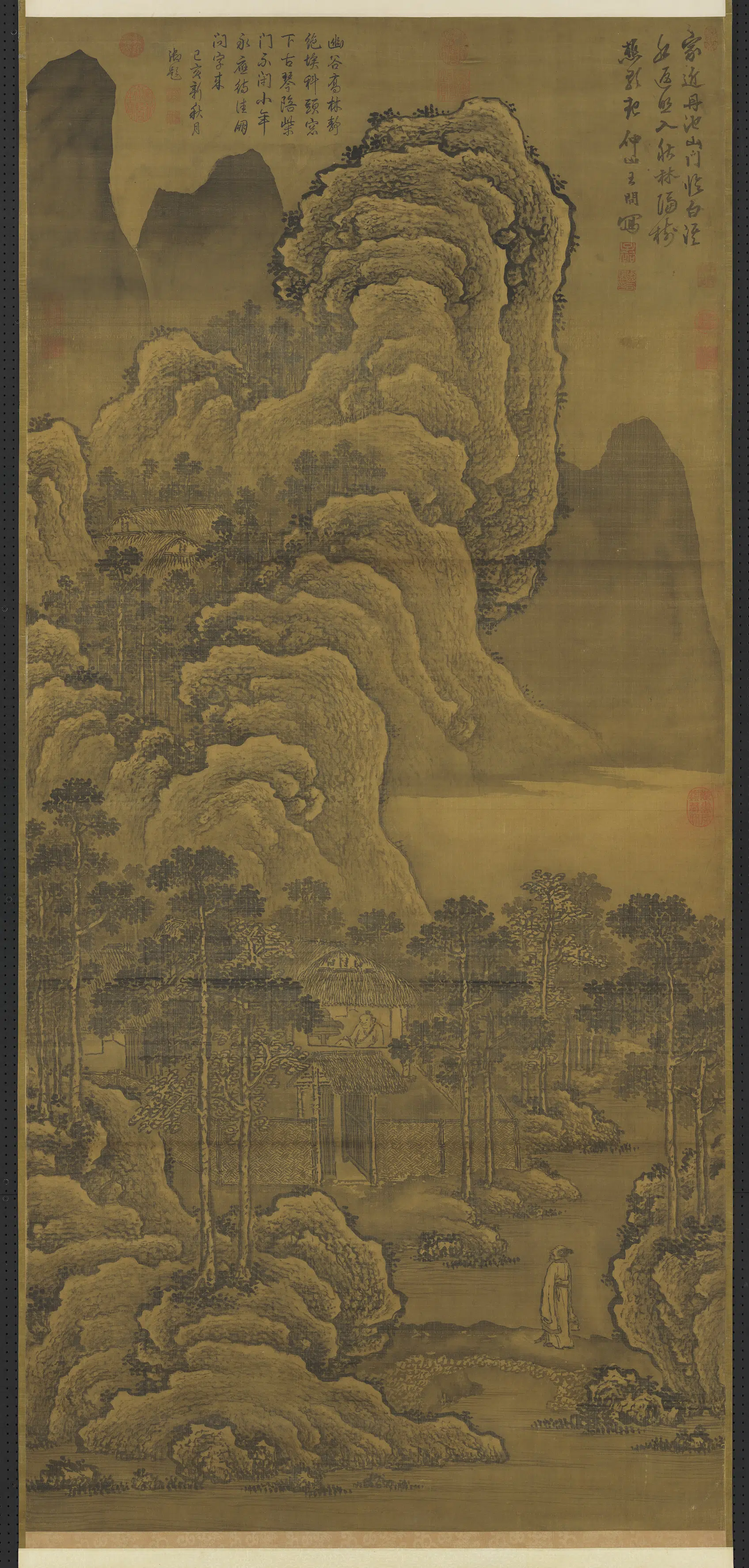 明朝【王问】《画山水图轴（丹池樵歌）》