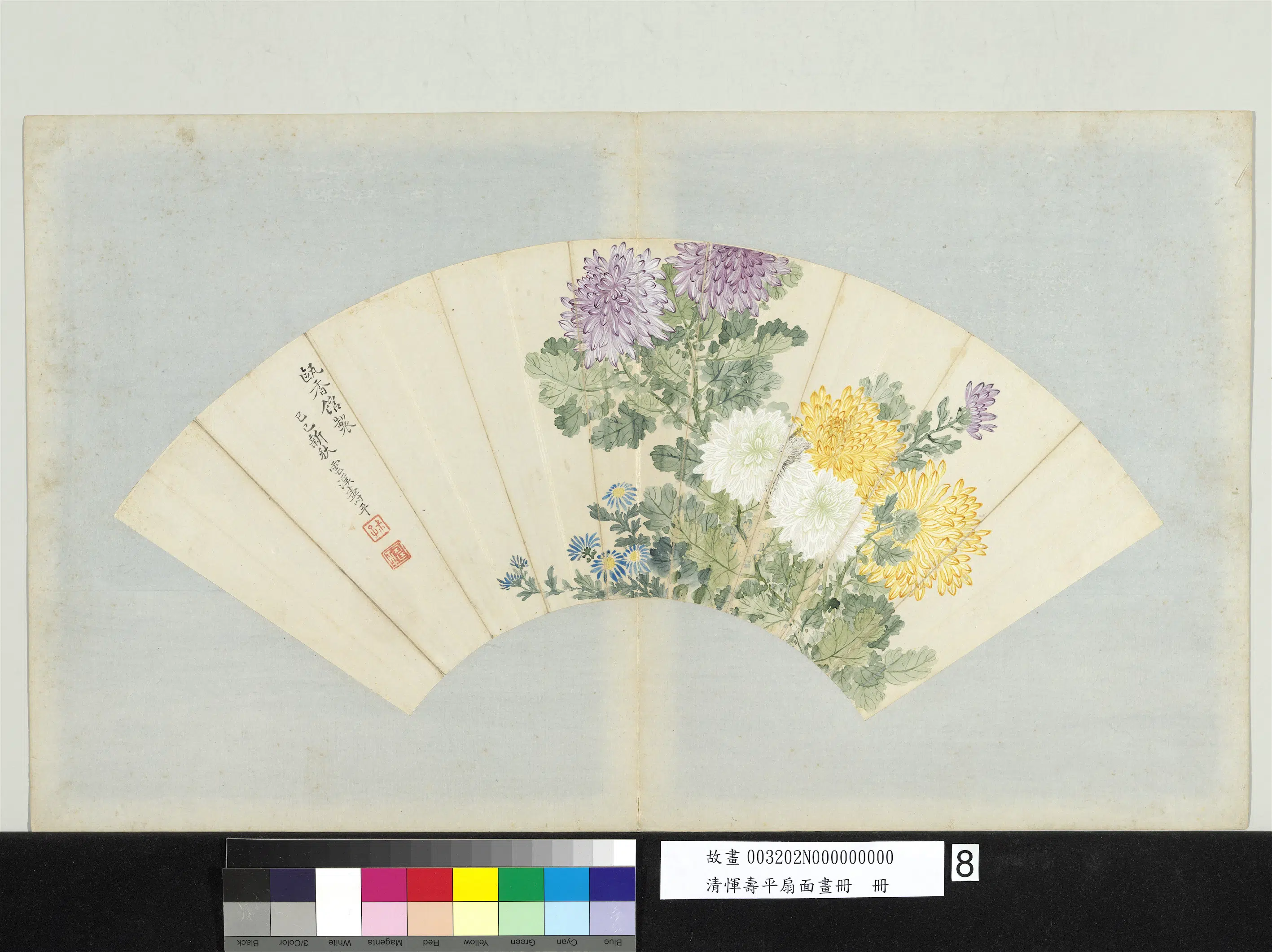 清代【恽寿平】《扇面画册-菊花》