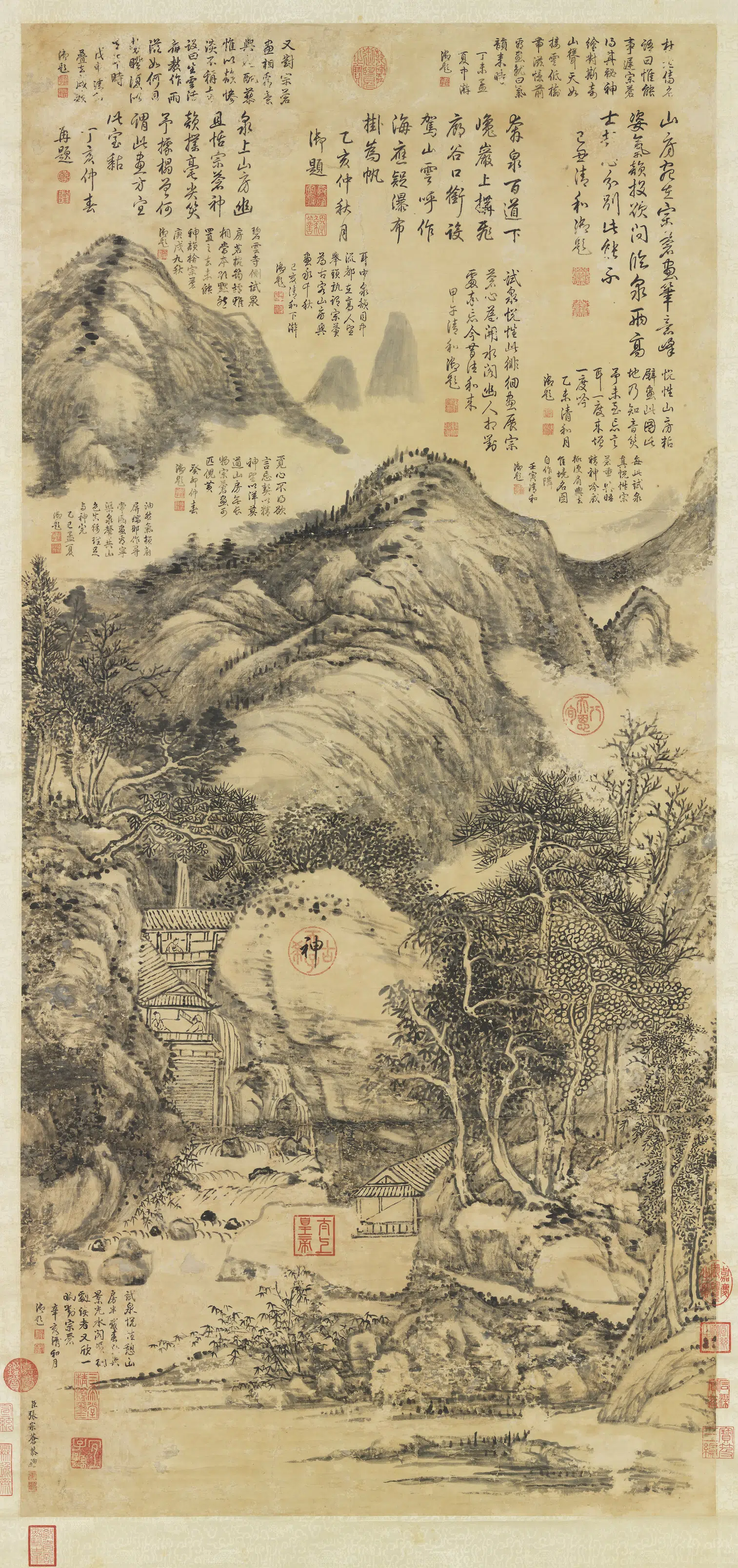 清代【张宗苍】《画山水图轴(临泉高士)》