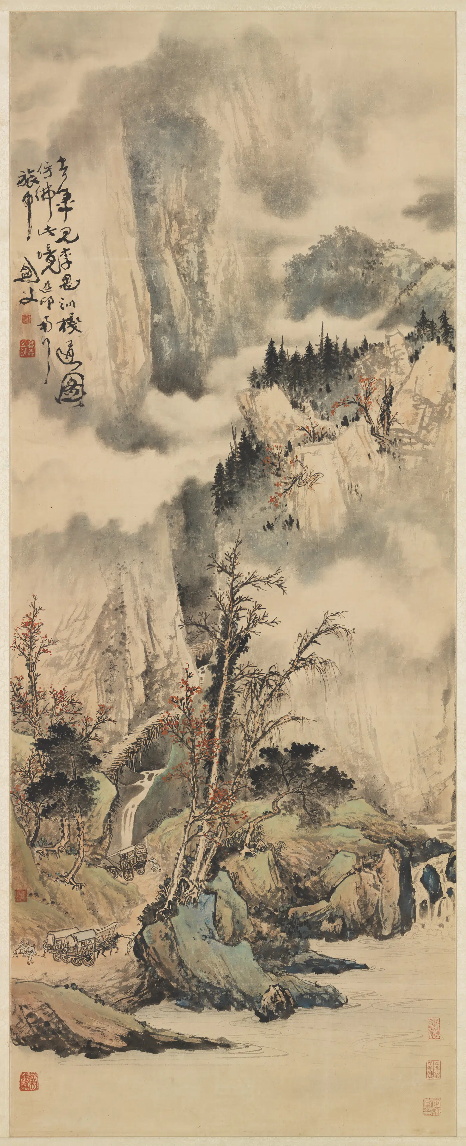 民国【高剑父】《山水图轴》