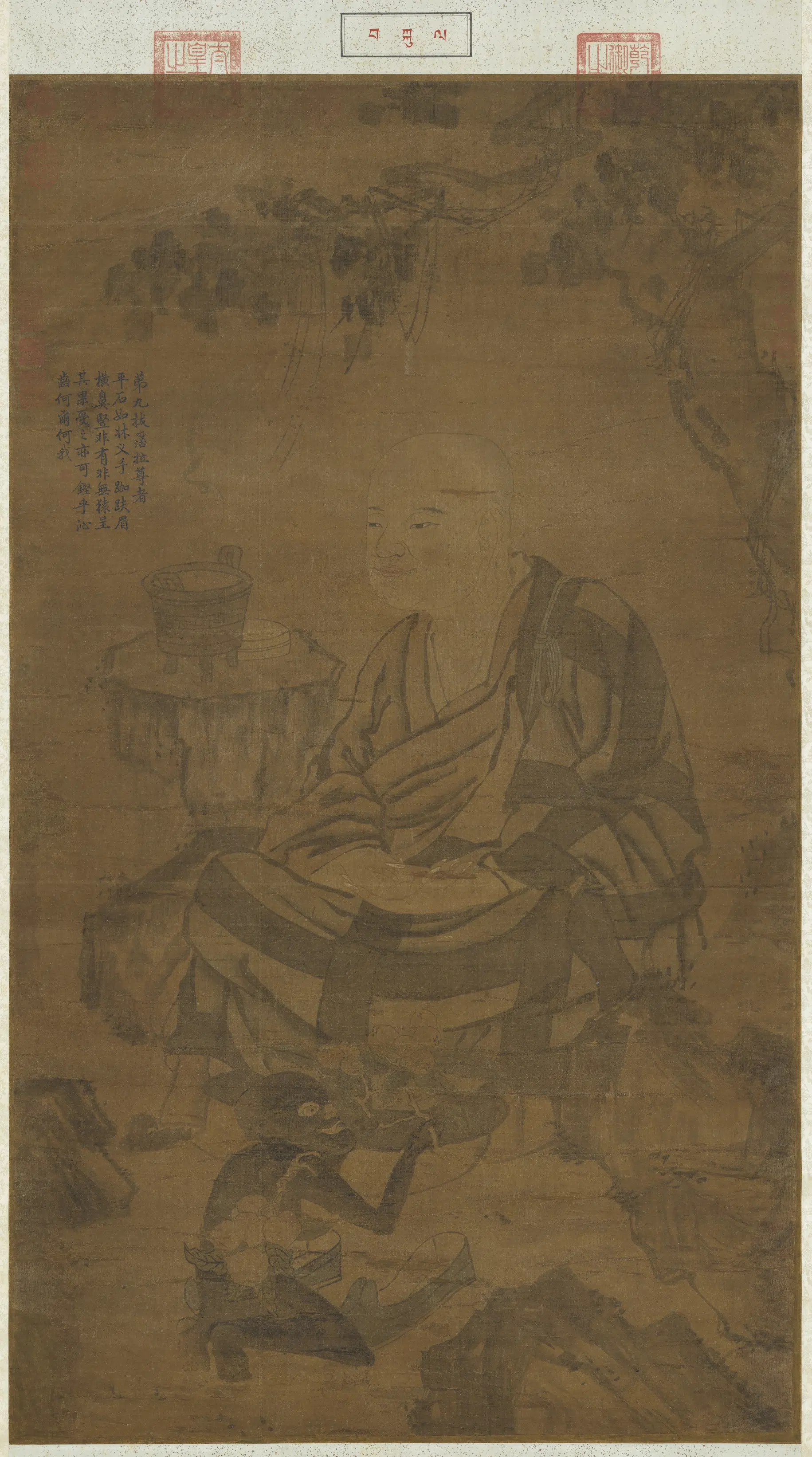宋代《宋人画十八罗汉（九）图轴》