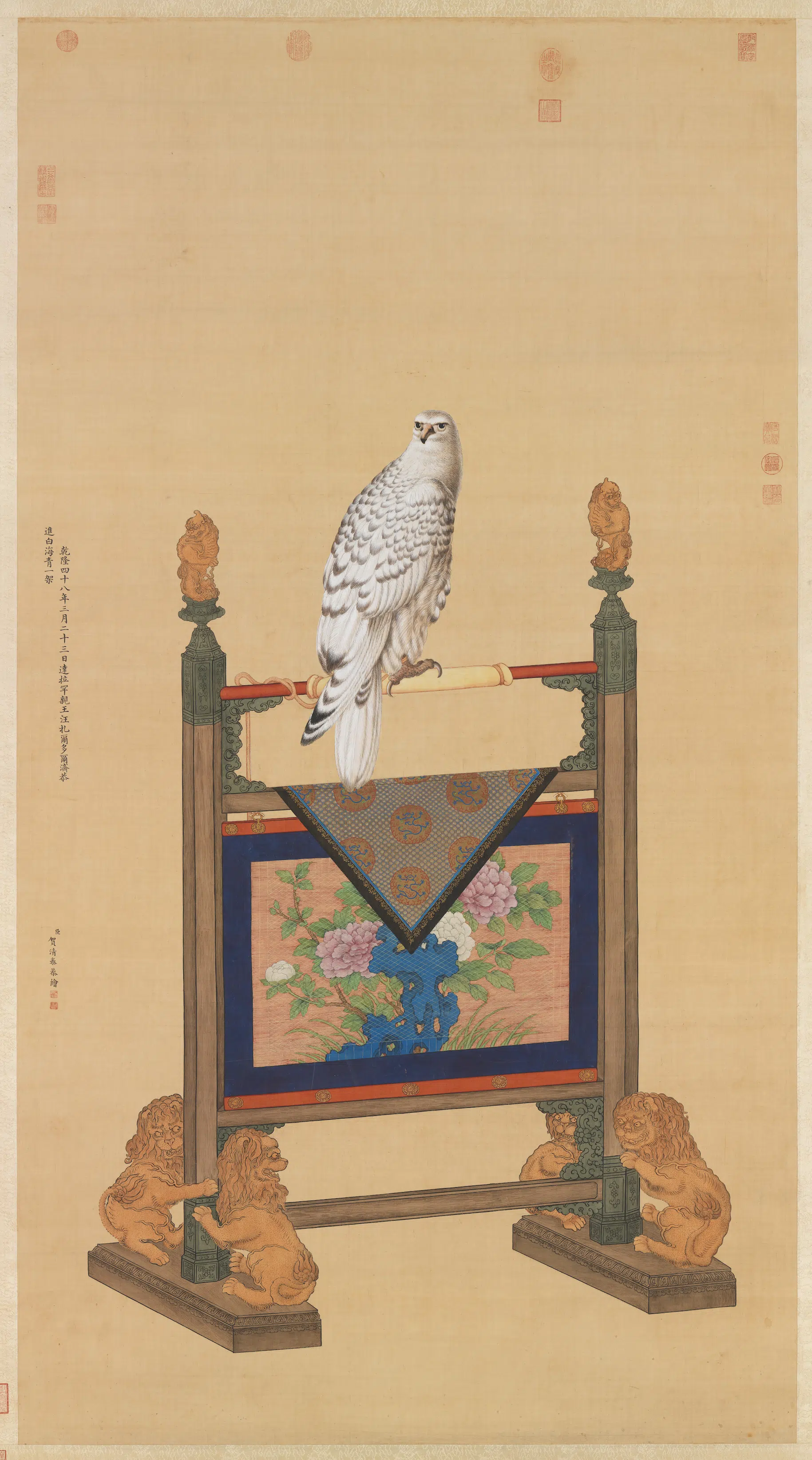 清代【贺清泰】《画白海青图轴》