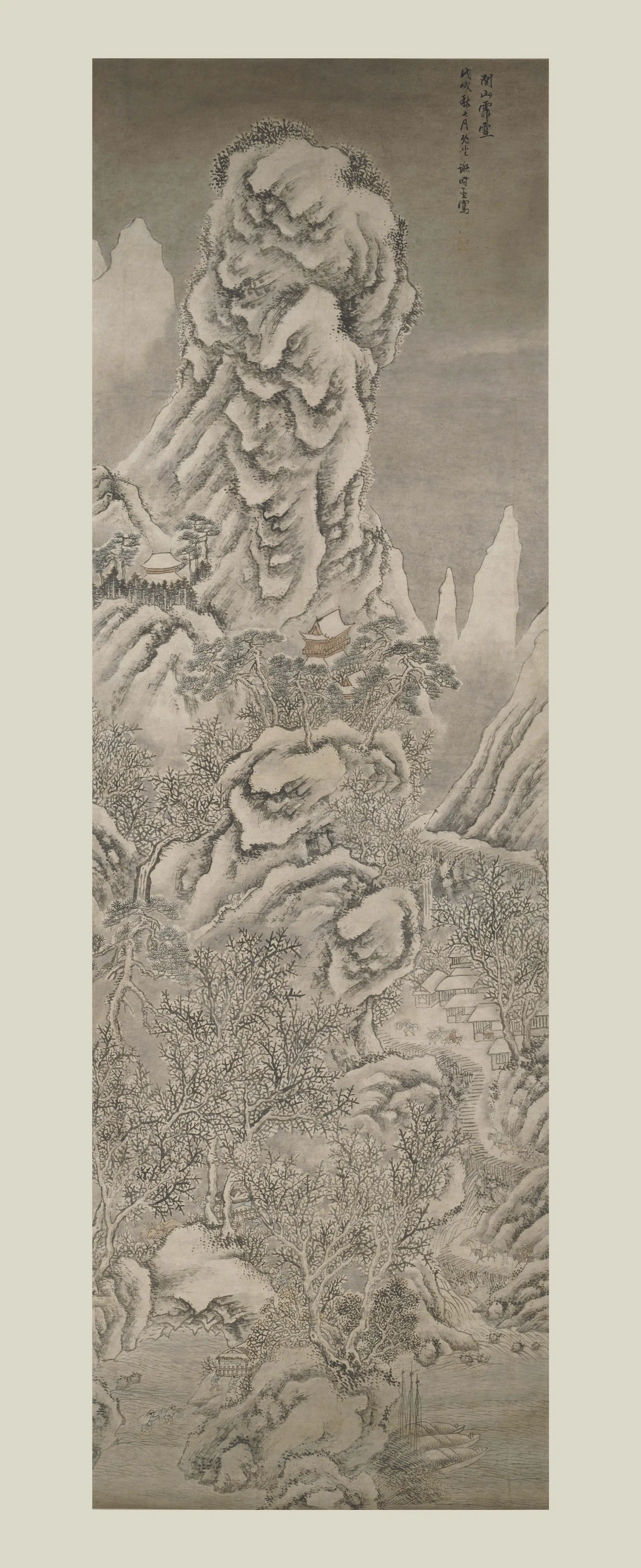 明朝【谢时臣】《关山霏雪图轴》