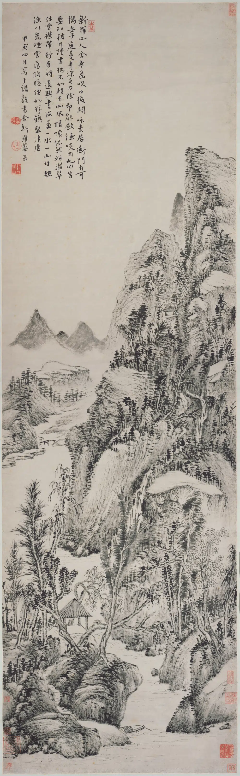 清代【华喦（华岩)】《空亭濯翠图轴》