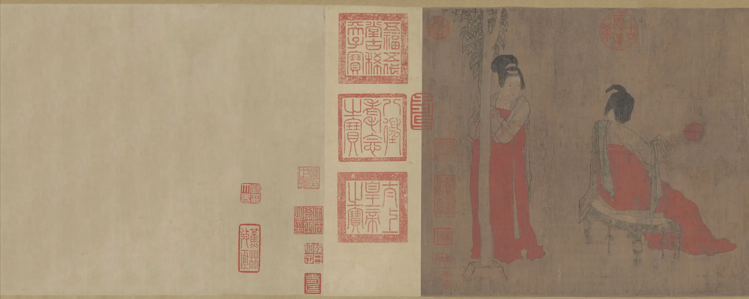 隋唐【周昉】《挥扇仕女图卷》