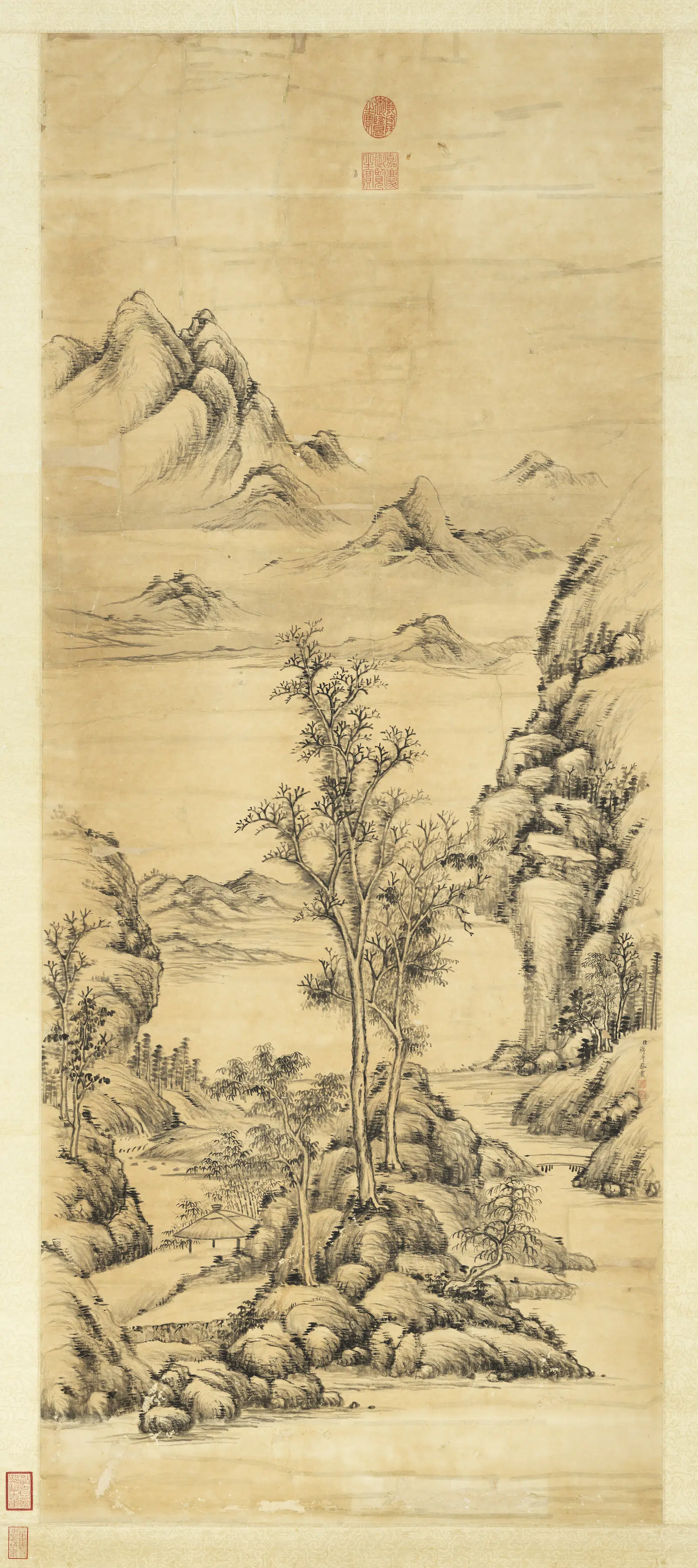 清代【蒋溥】《画踈林亭霭图轴》