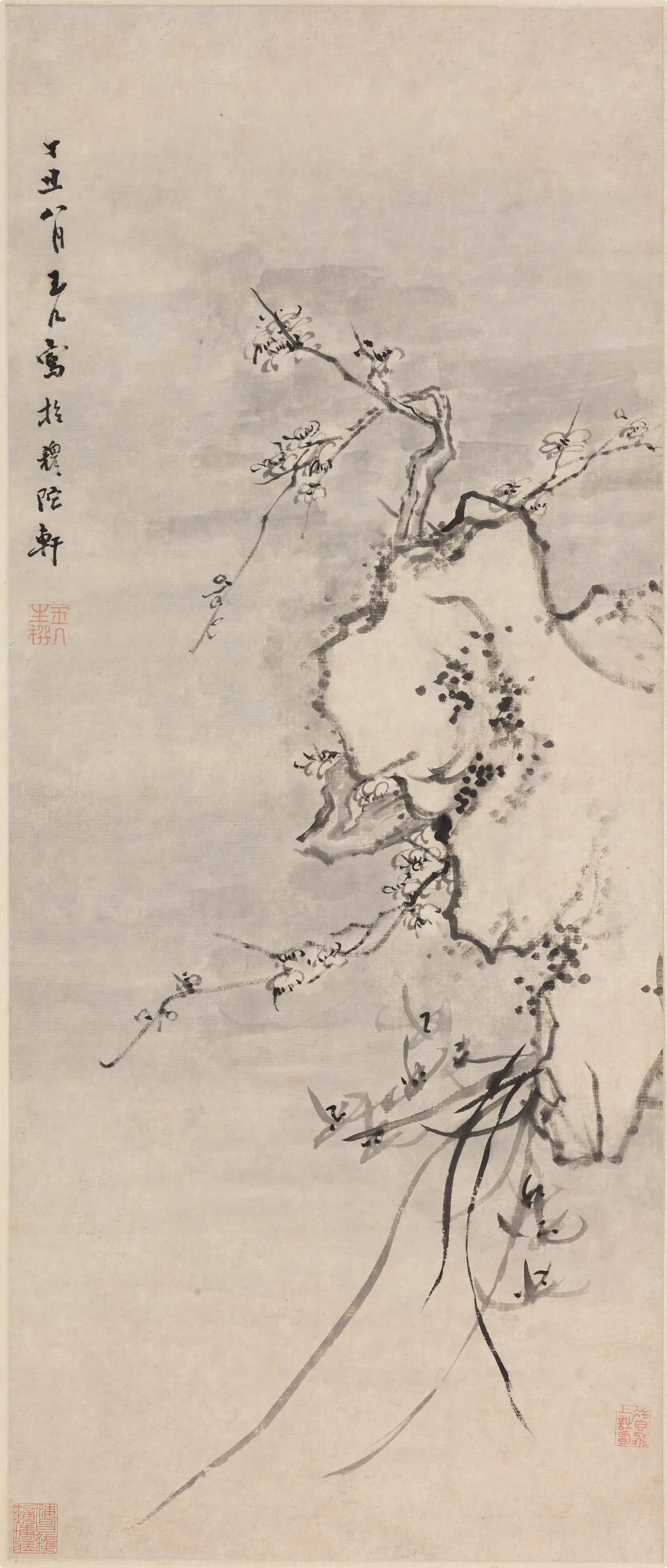 清代【陈撰】《兰石梅花图轴》