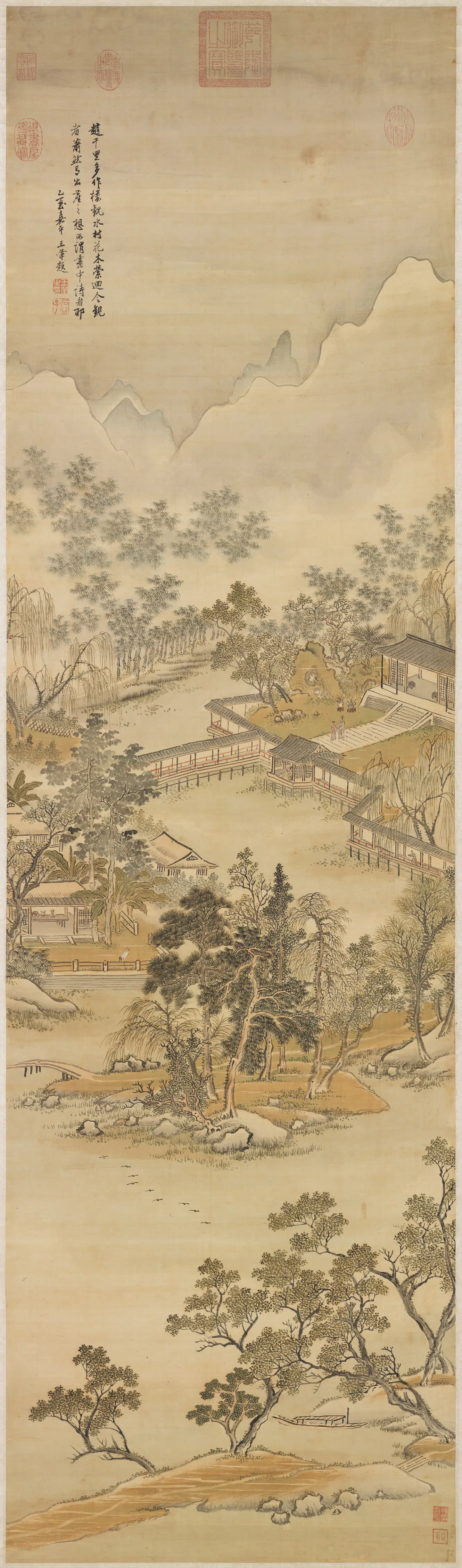 清代【王翚】《水村图轴》