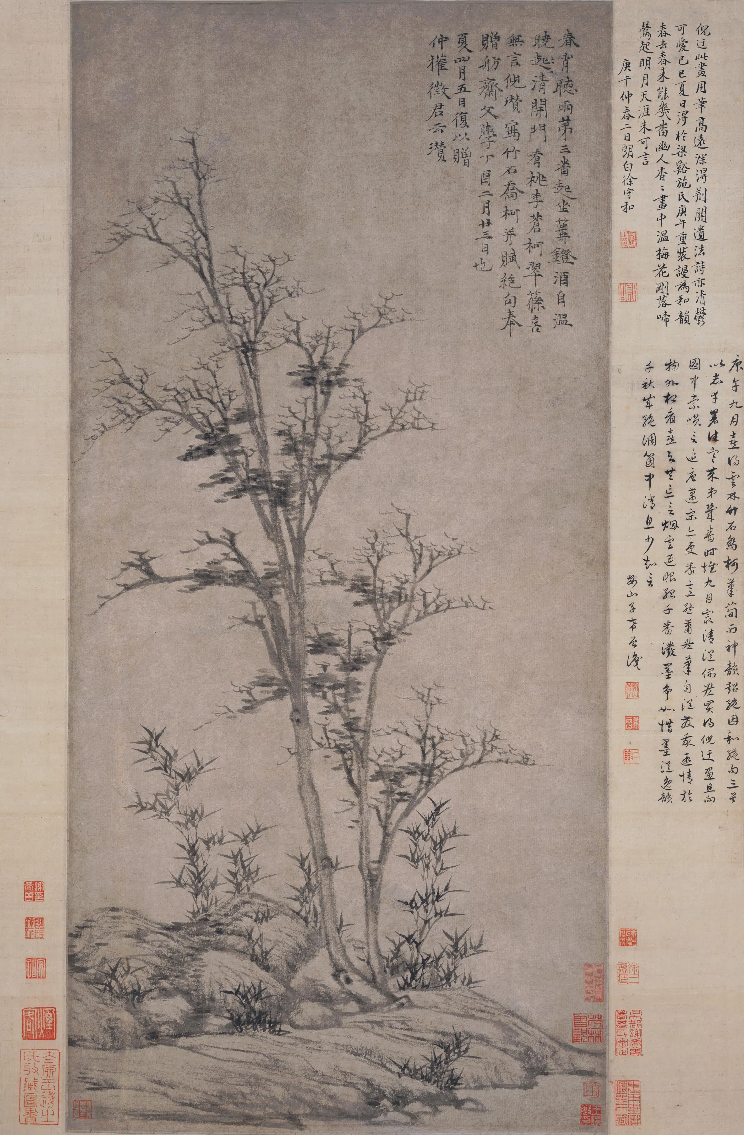 元朝【倪瓒】《竹石乔柯图轴》