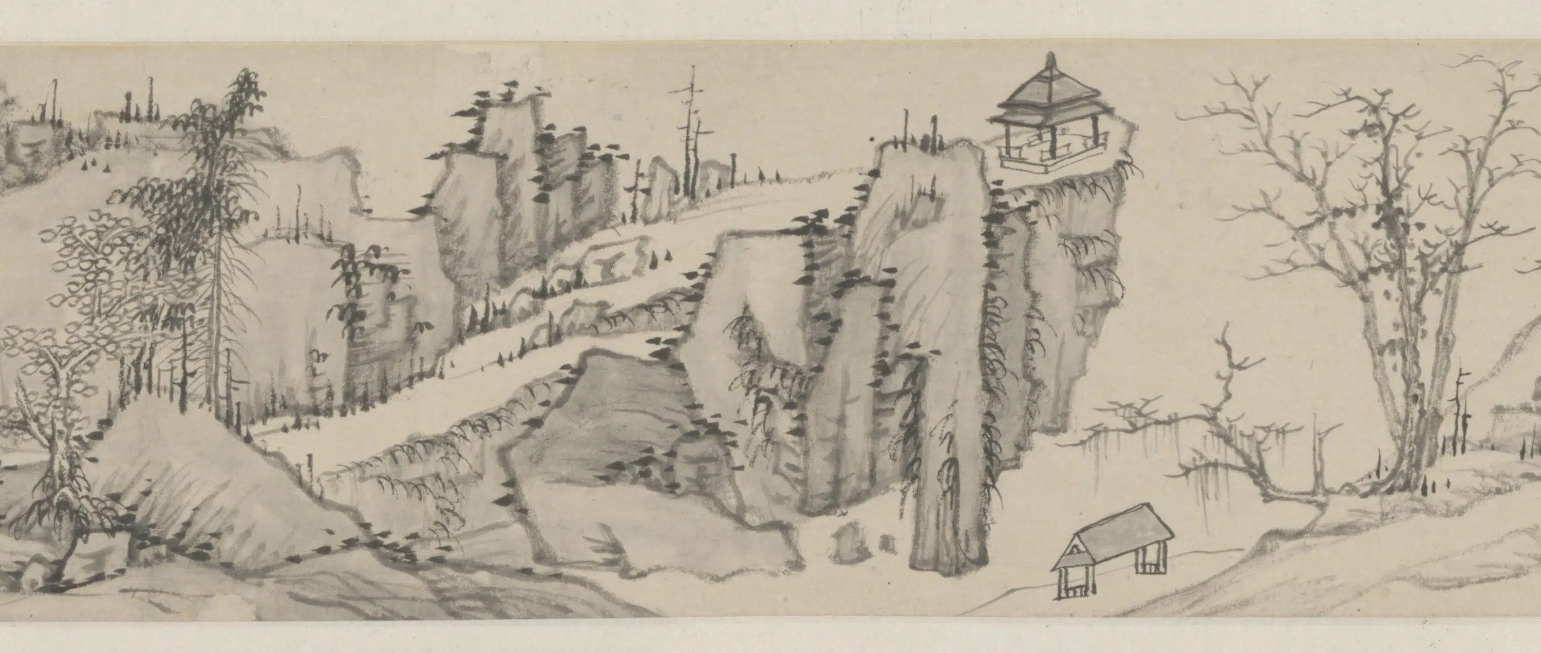 清代【弘仁】《仿元四家山水图卷》 第4张