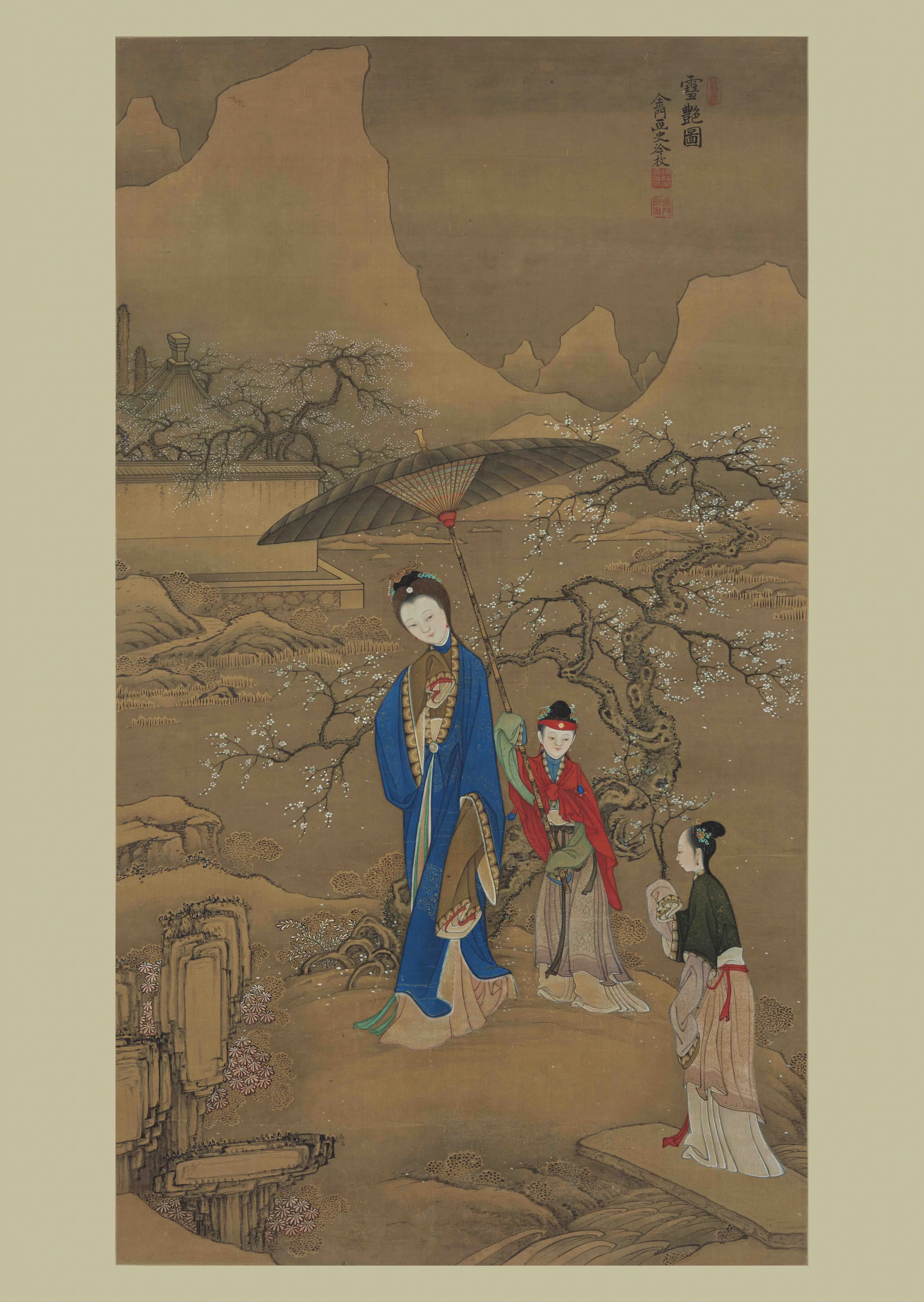 清代【冷枚】《雪艳图轴》