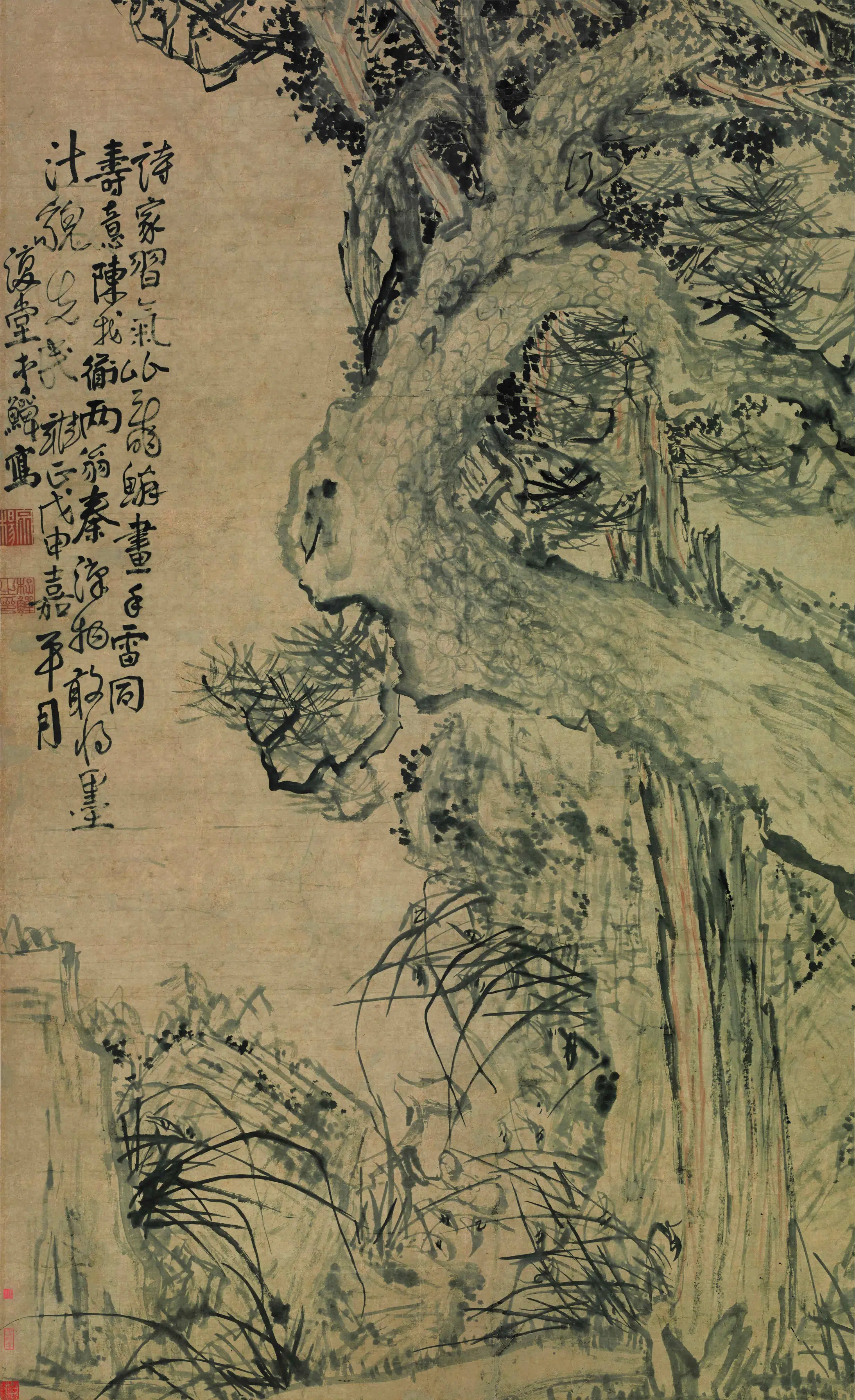 清代【李鱓】《松柏图轴》