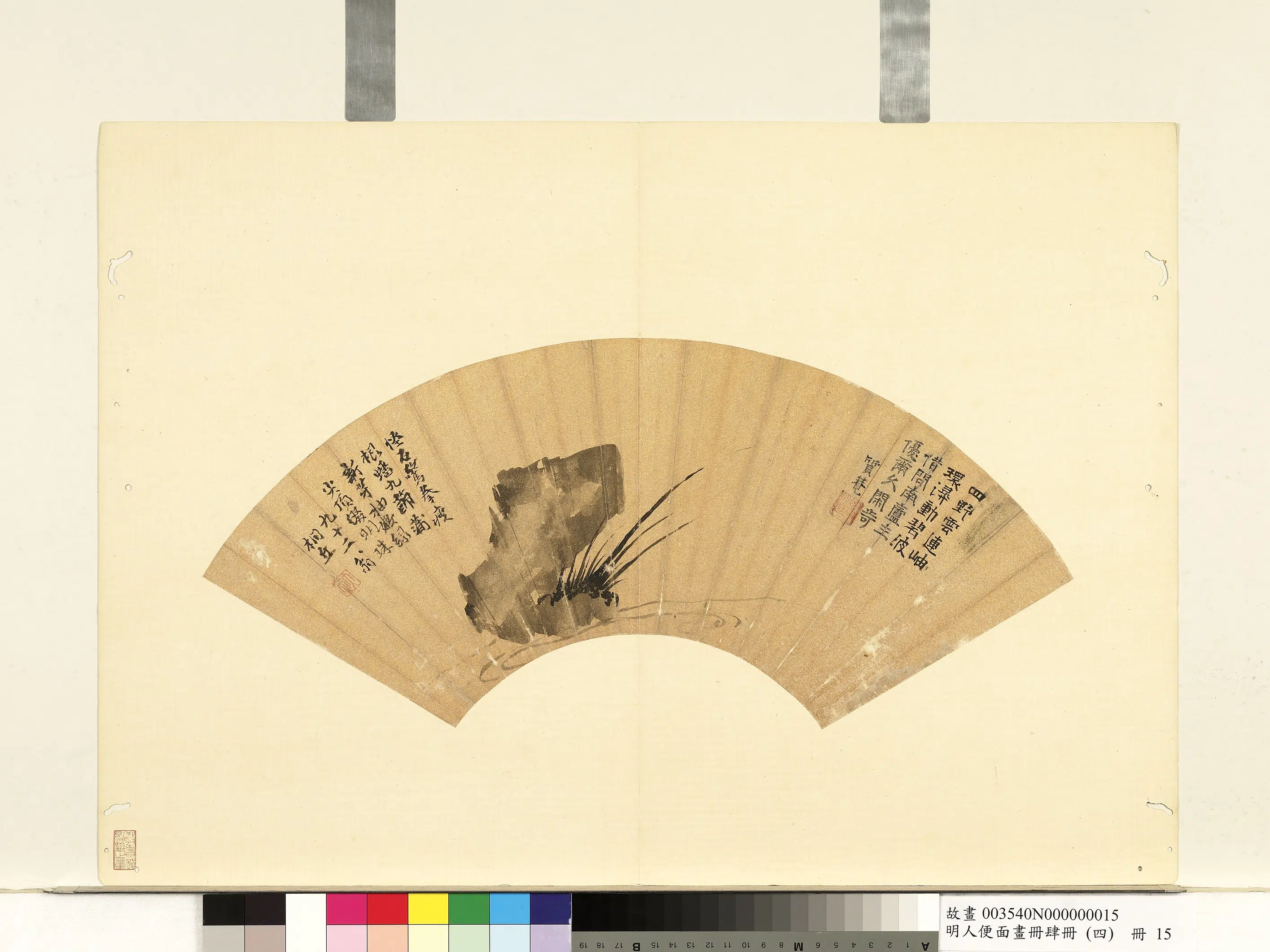 明朝【曹镤】《明人便面画册（四）册-蒲石》