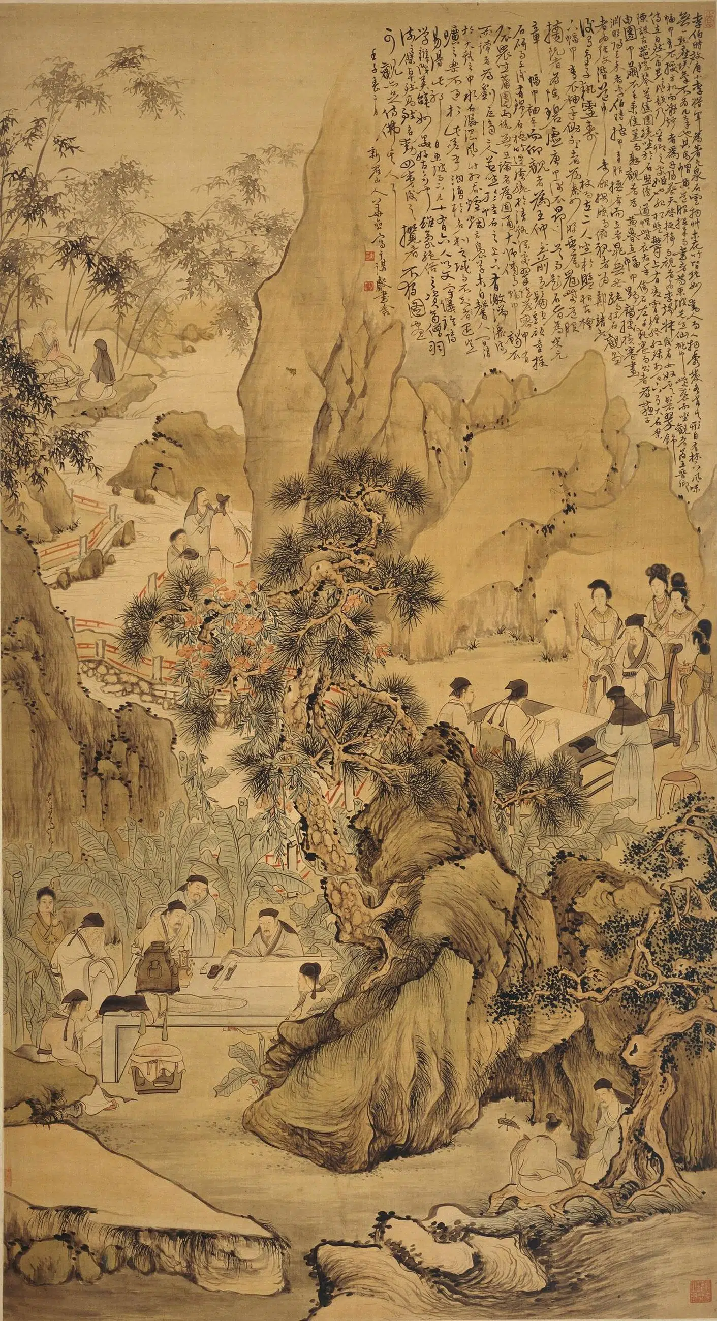 清代【华喦（华岩)】《西园雅集图轴-2》
