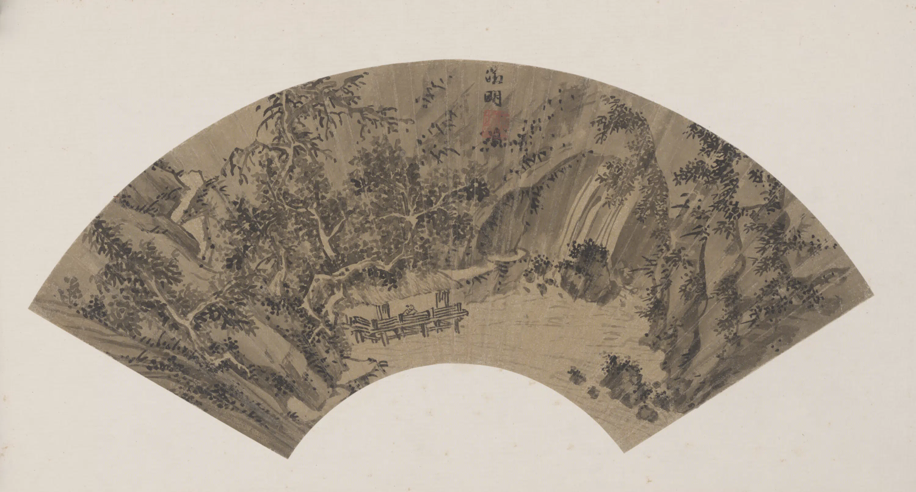 明朝【文徵明】《山水扇-4》