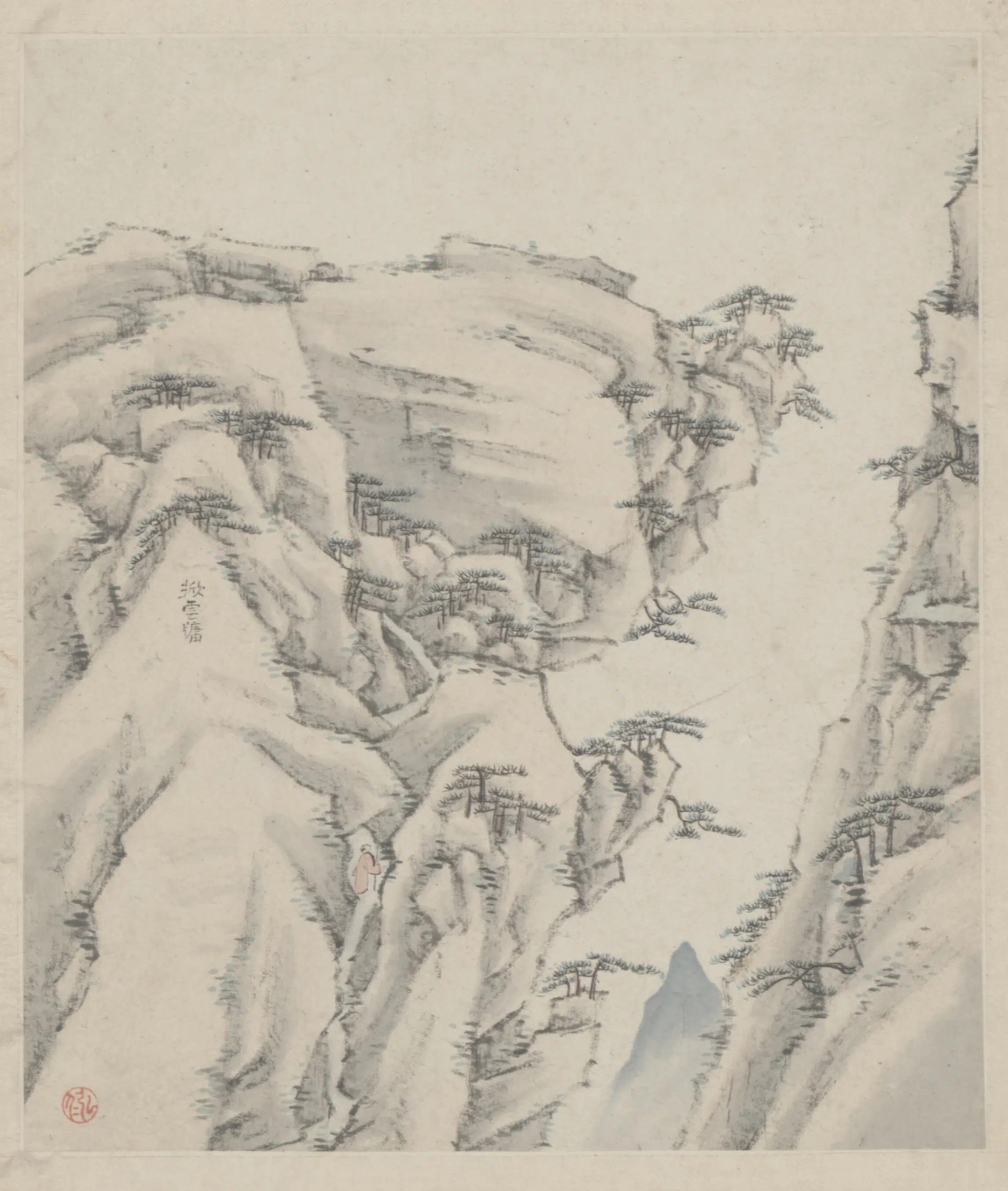 清代【弘仁】《黄山图册-60开》 第38张 清代【弘仁】《黄山图册-60开》 第38张