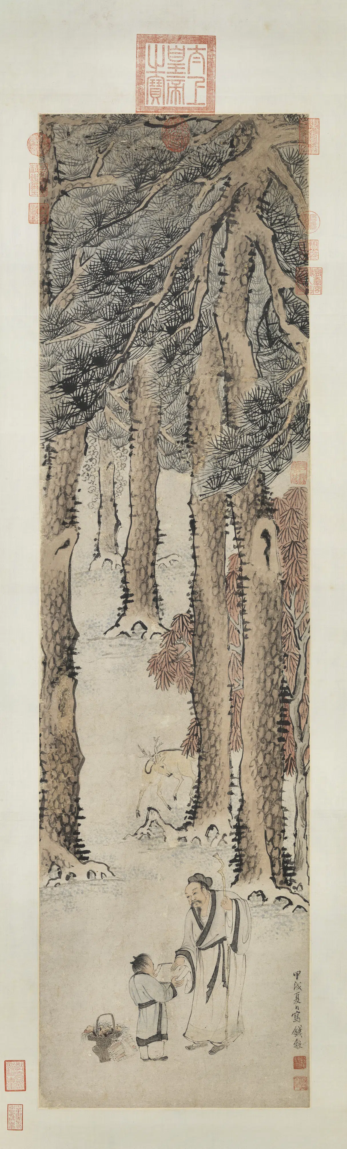 明朝【钱穀（谷）】《画采芝图轴》