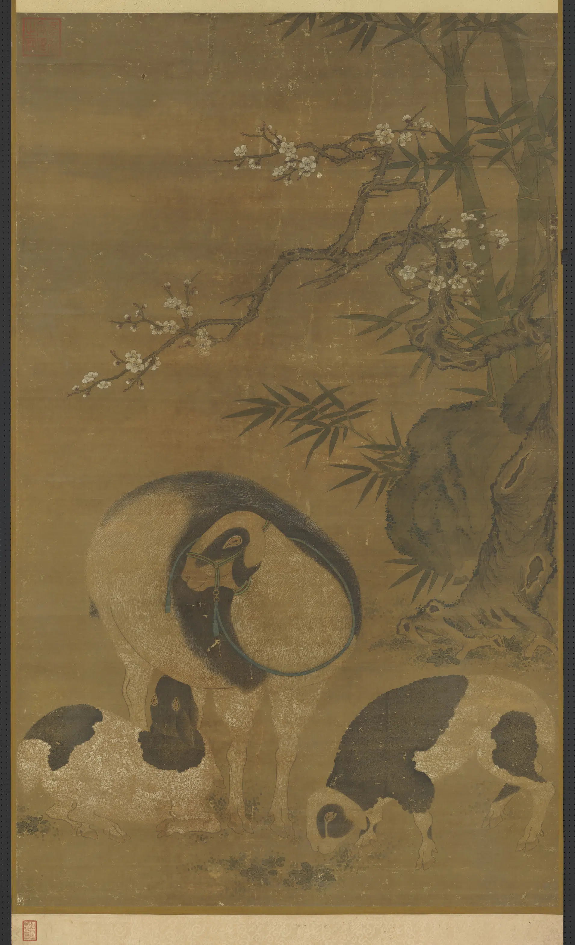 元代《元人三阳开泰图轴-1》
