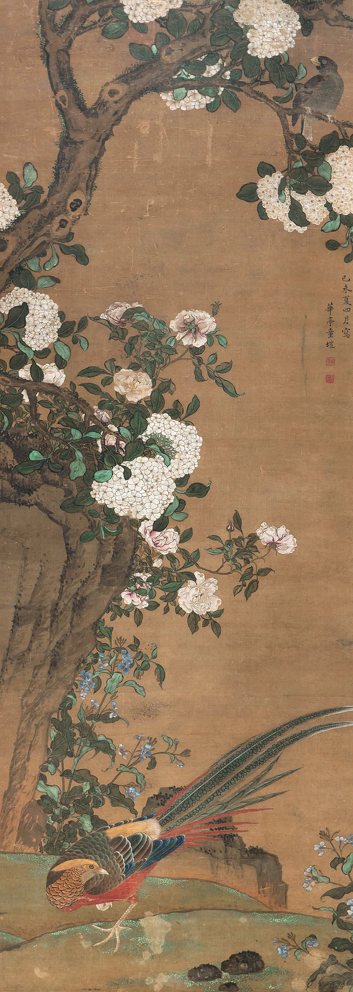 明朝【童垲】《花鸟轴》