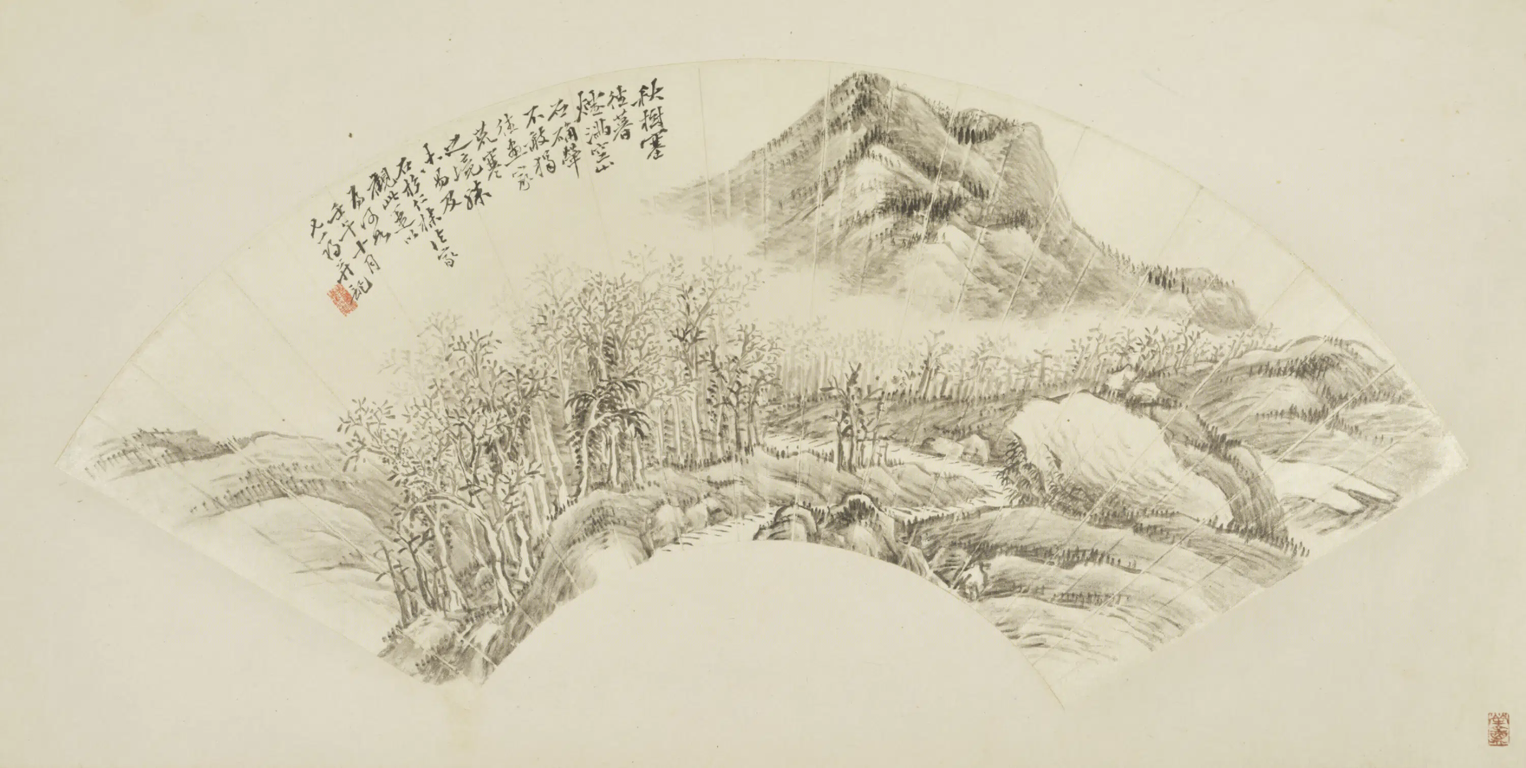 清代【姜筠】《山水扇》
