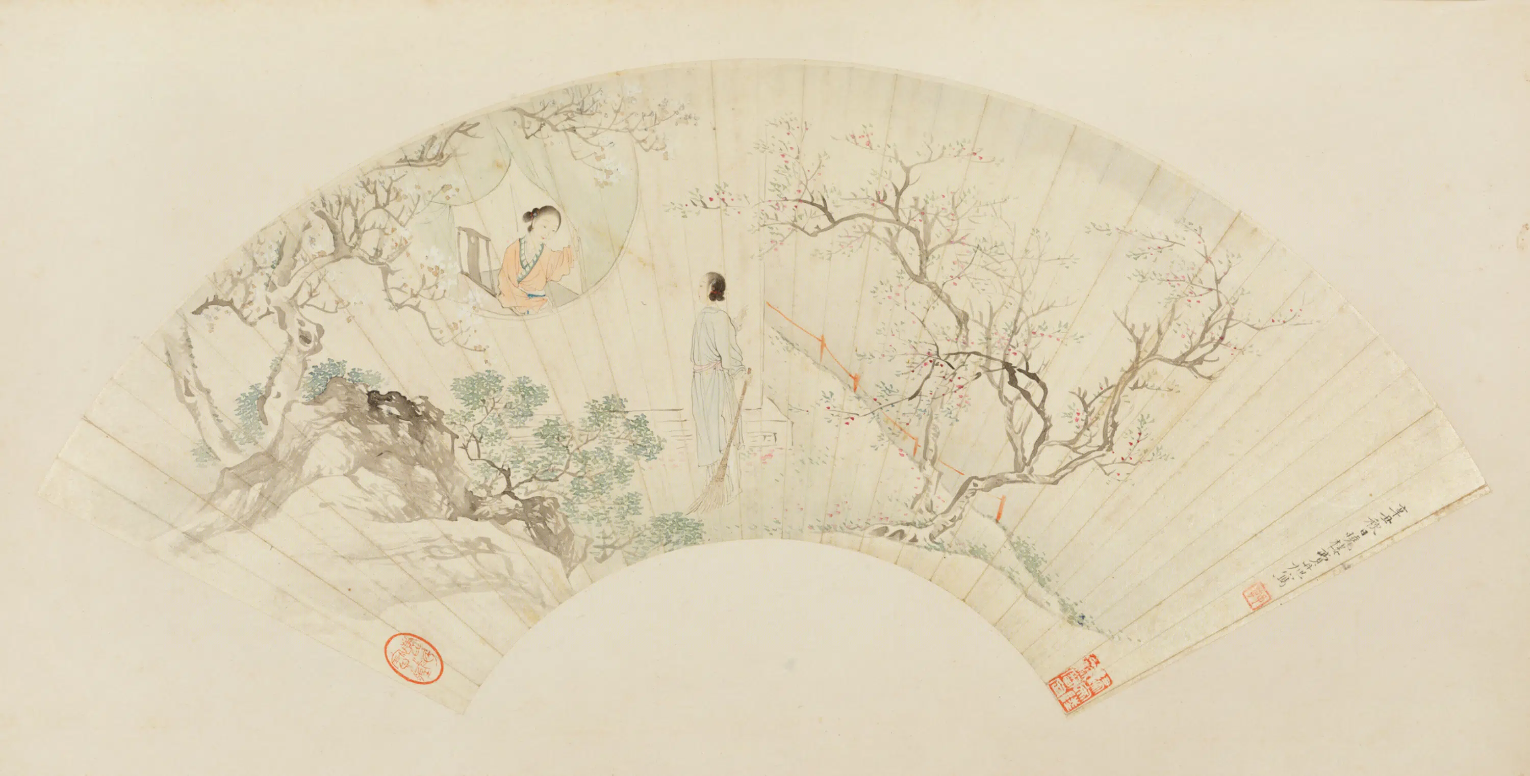 清代【杨伯润】《柳塘图扇页》