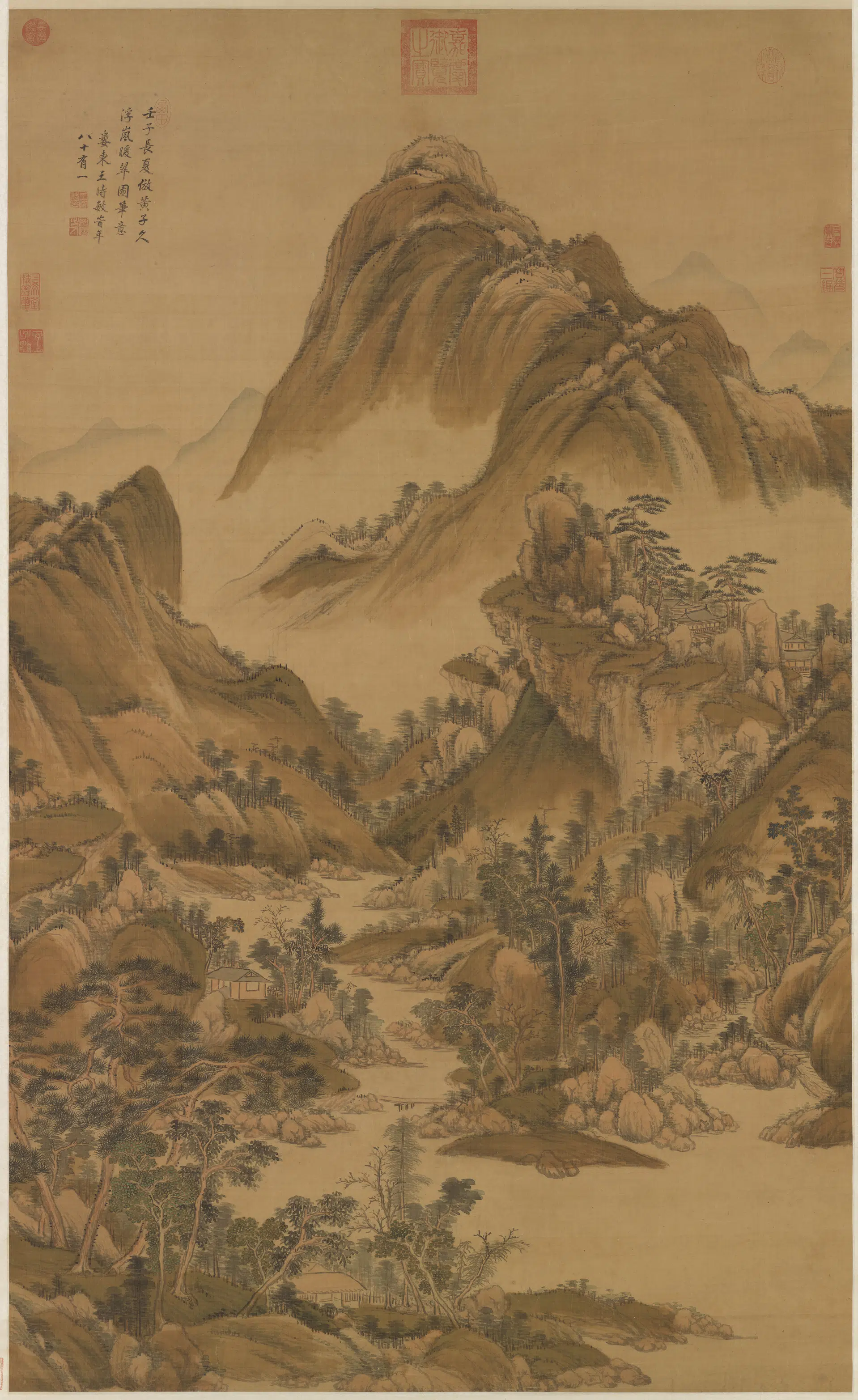 清朝【王时敏】《浮岚暖翠图轴》 第1张