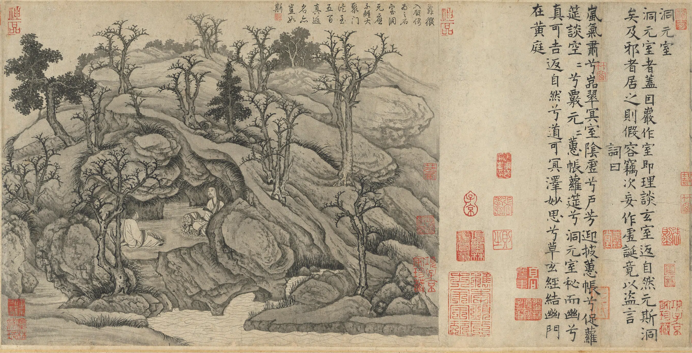唐朝【卢鸿一】《草堂十志图卷洞元室》