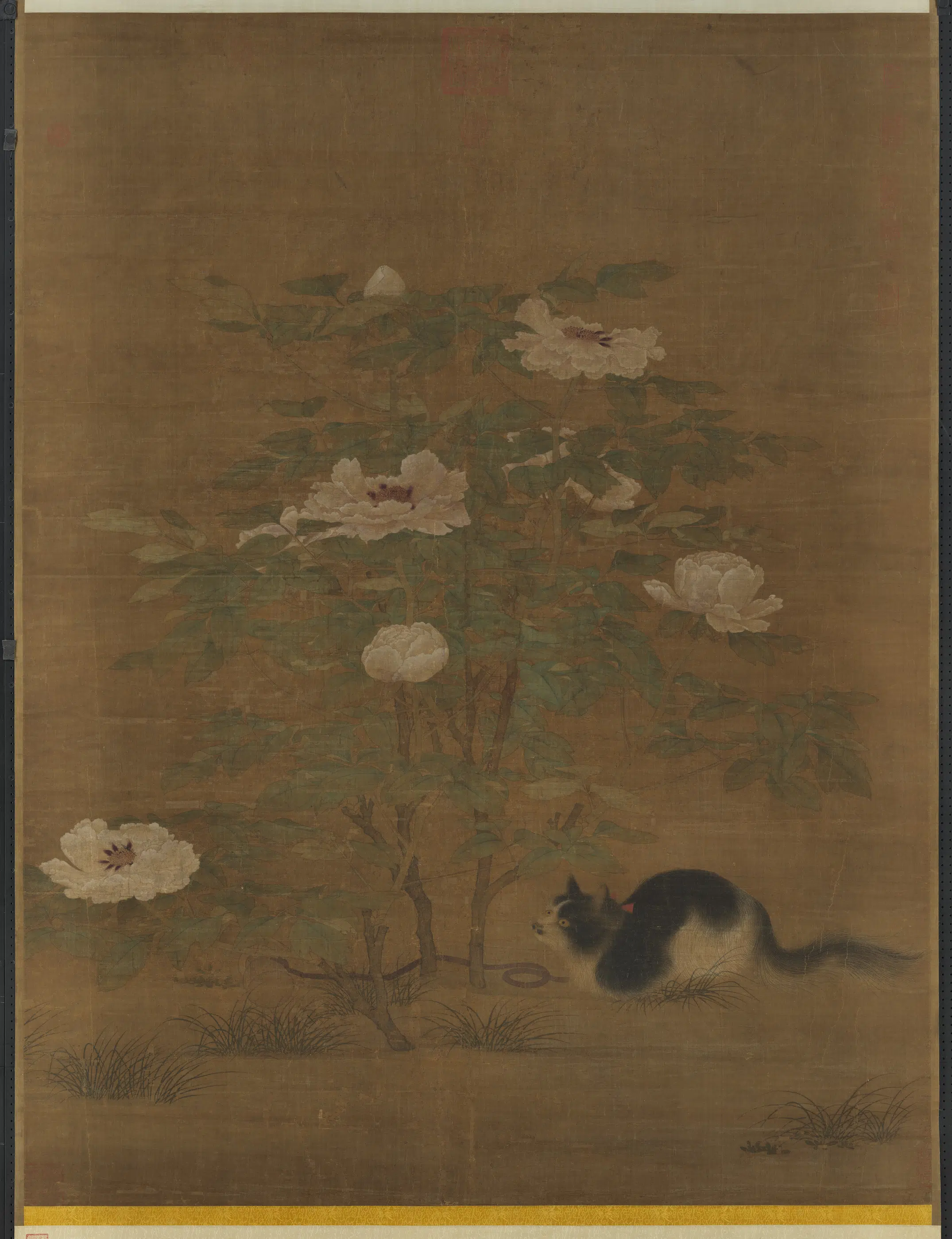 宋代《宋人富贵花狸图轴》
