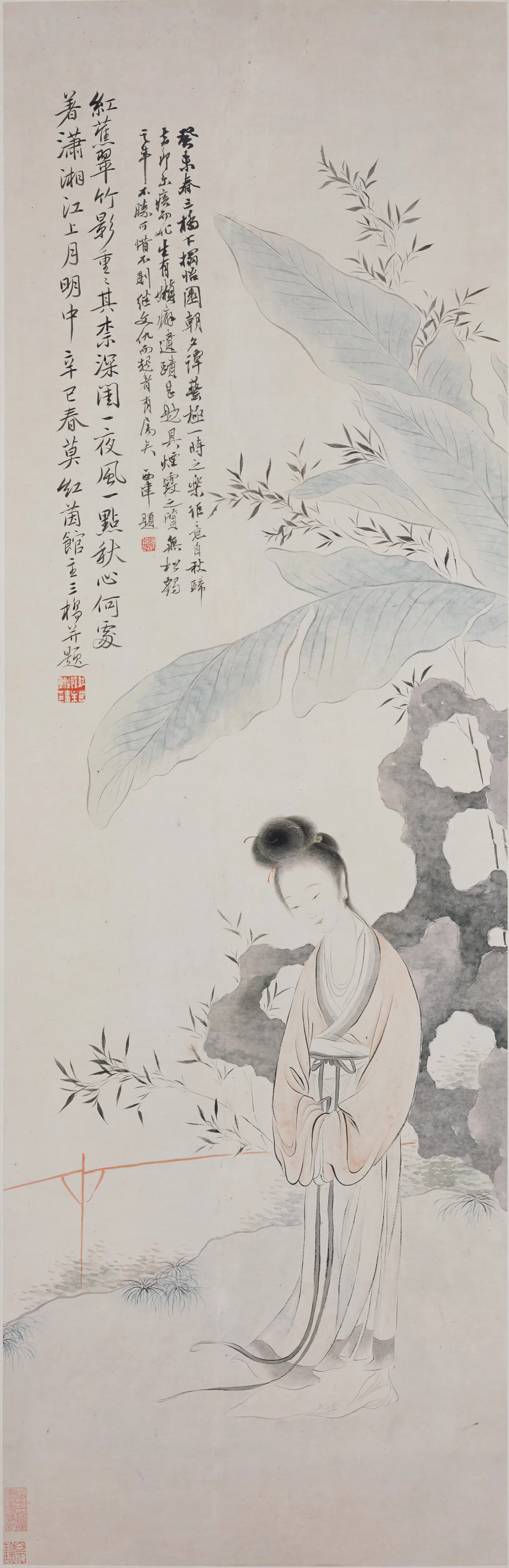 清代【胡锡珪】《竹影秋心图轴》