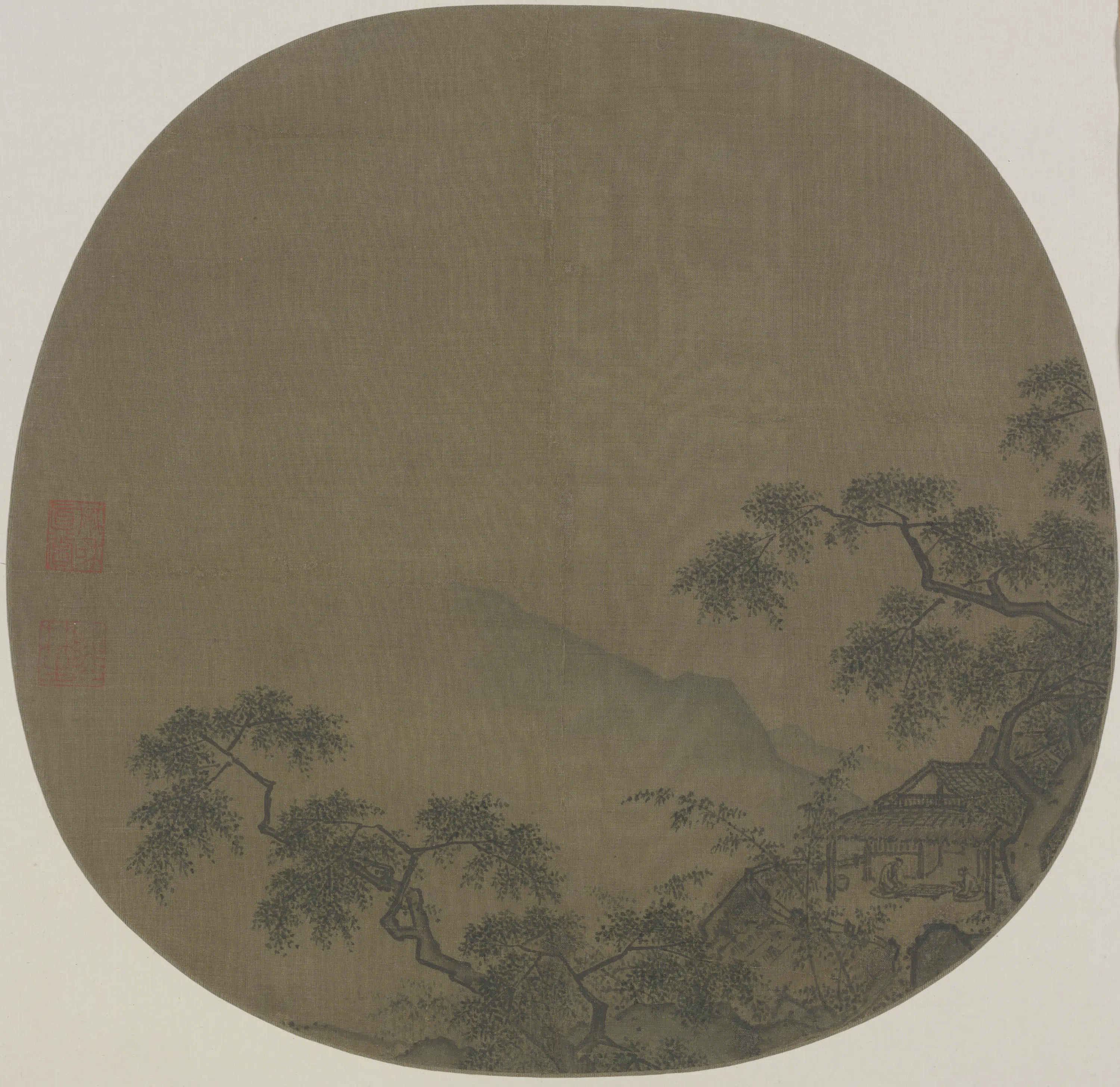 宋代【宋人】《名笔集胜册-山居对奕图页》