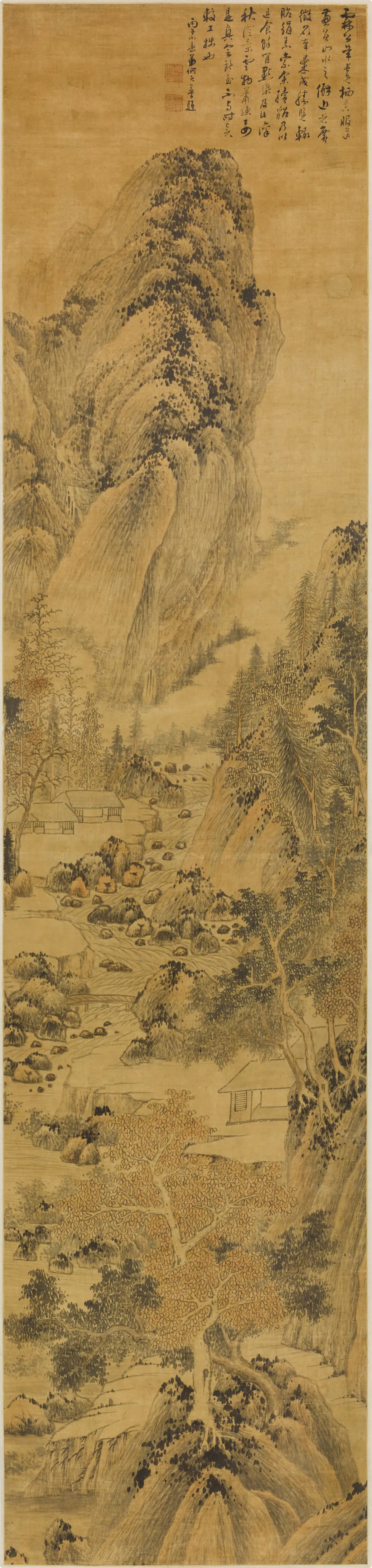 清代【何元英】《秋景山水图轴》