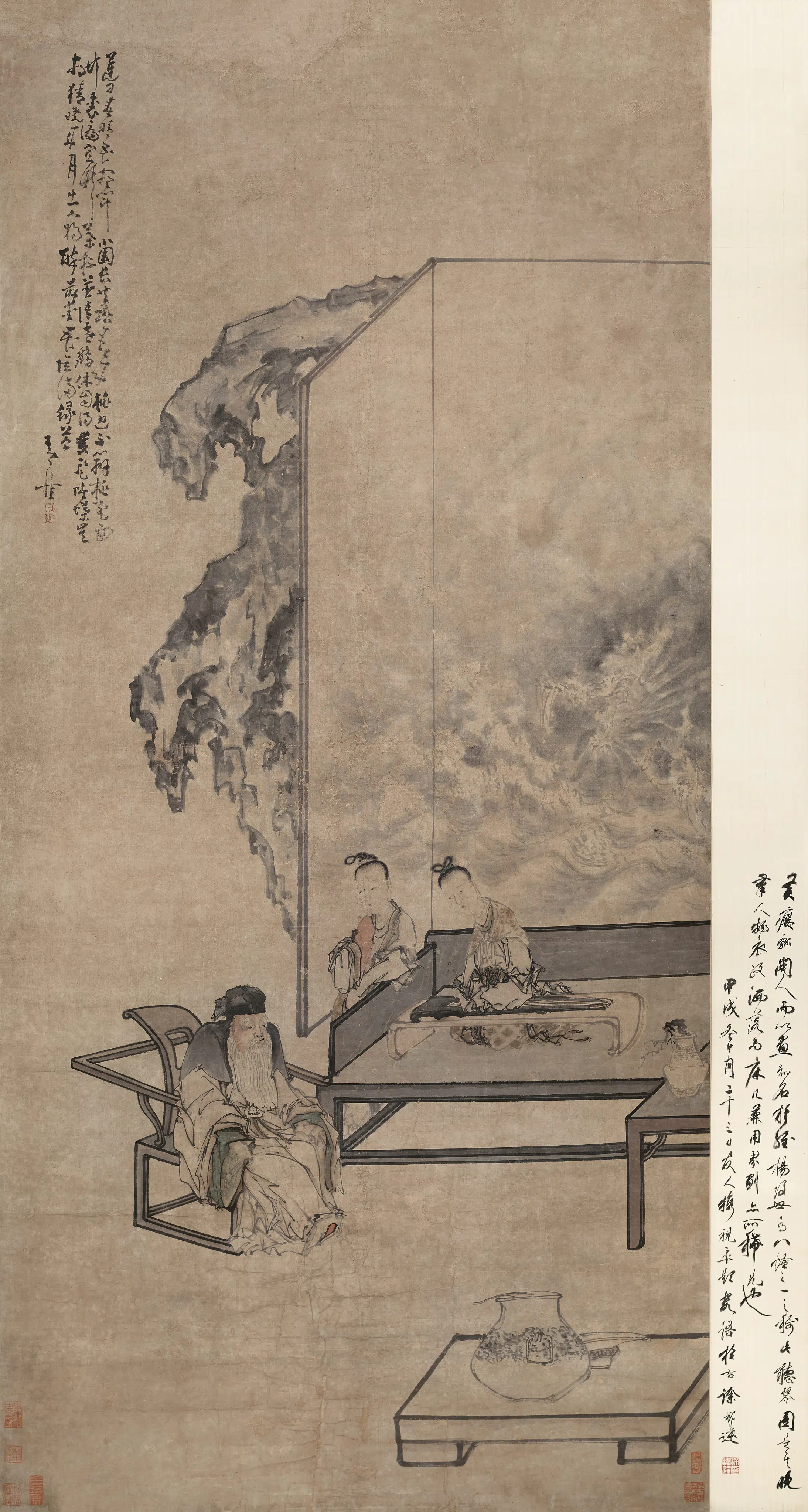 清代【黄慎】《听琴图轴》