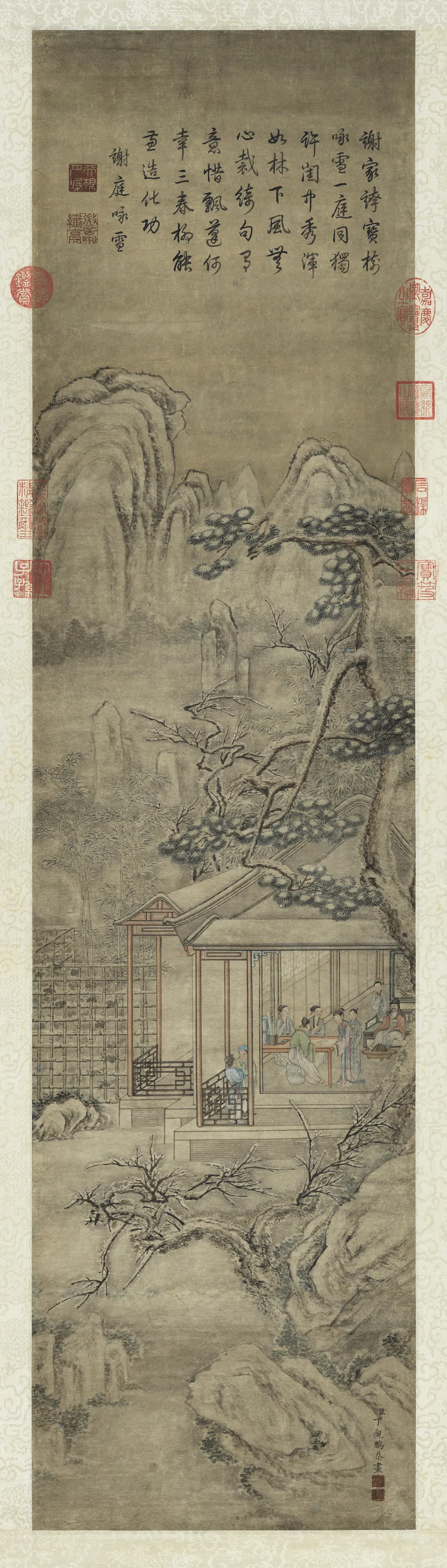 清代【丁观鹏】《雪景人物事迹图轴》