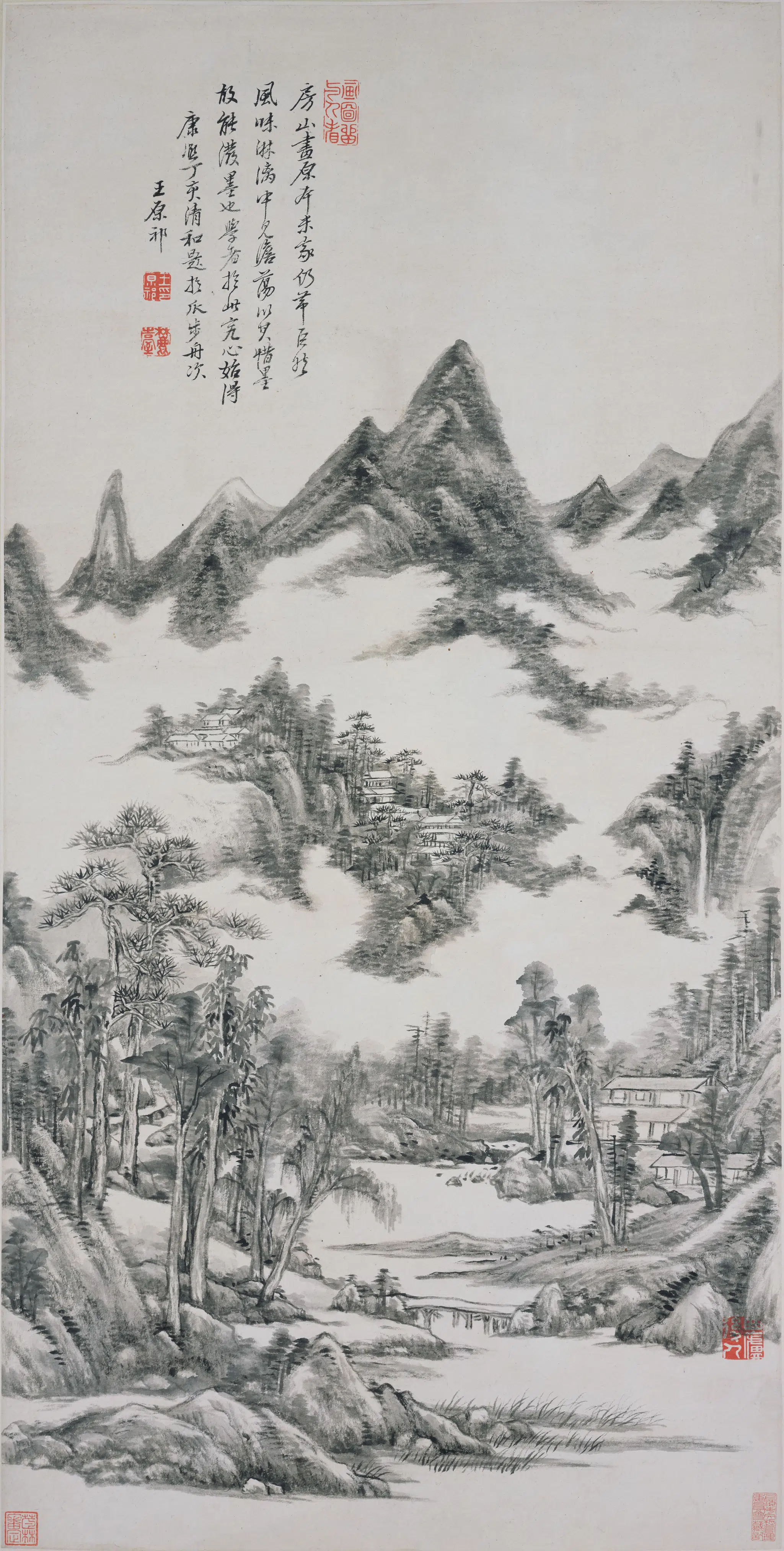 清代【王原祁】《仿高房山山水图轴》