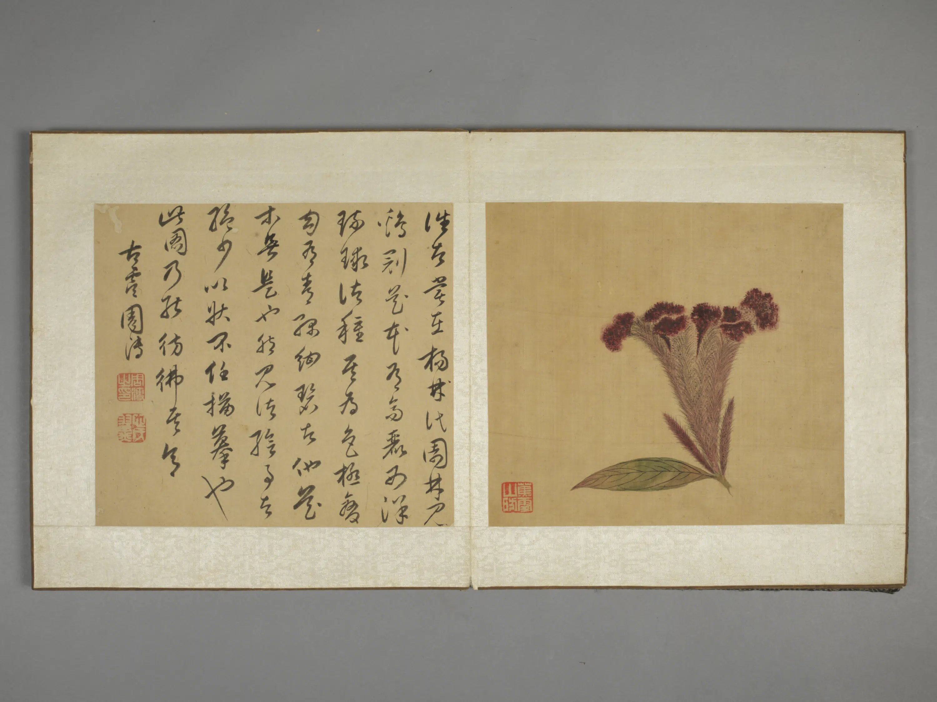 清代【陈字】《花卉人物册（10开）》 第3张