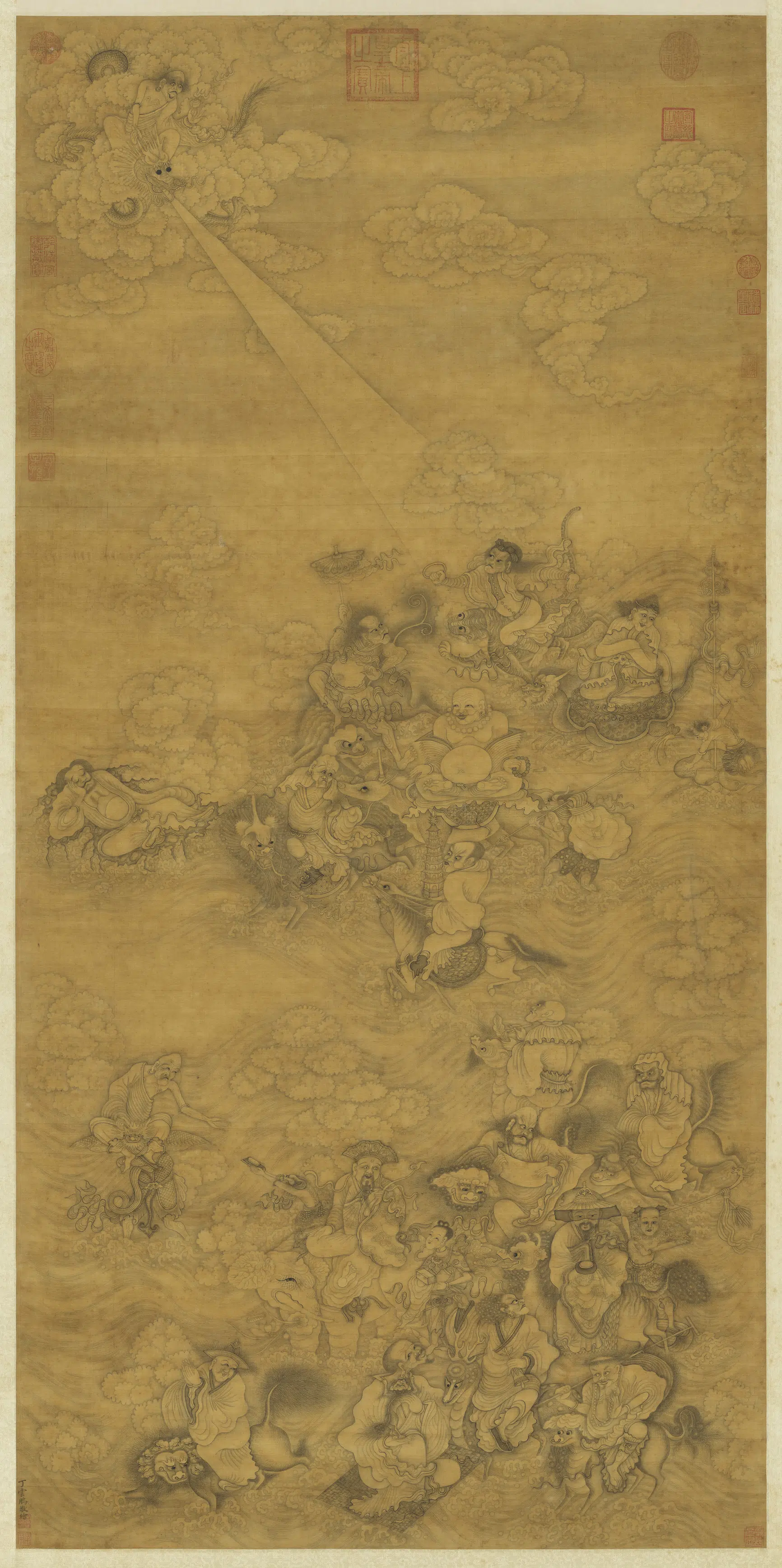 明朝【丁云鹏】《十八应真像图轴》